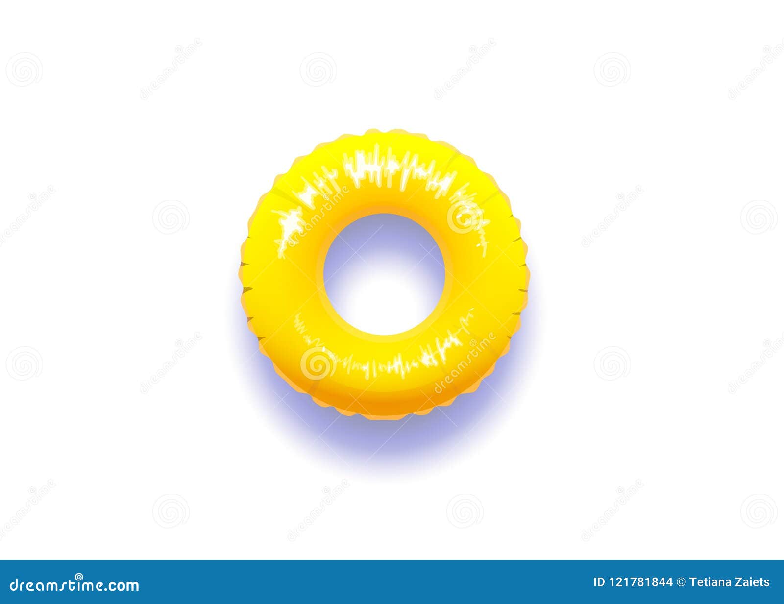yellow pool float with real shadow  in white background