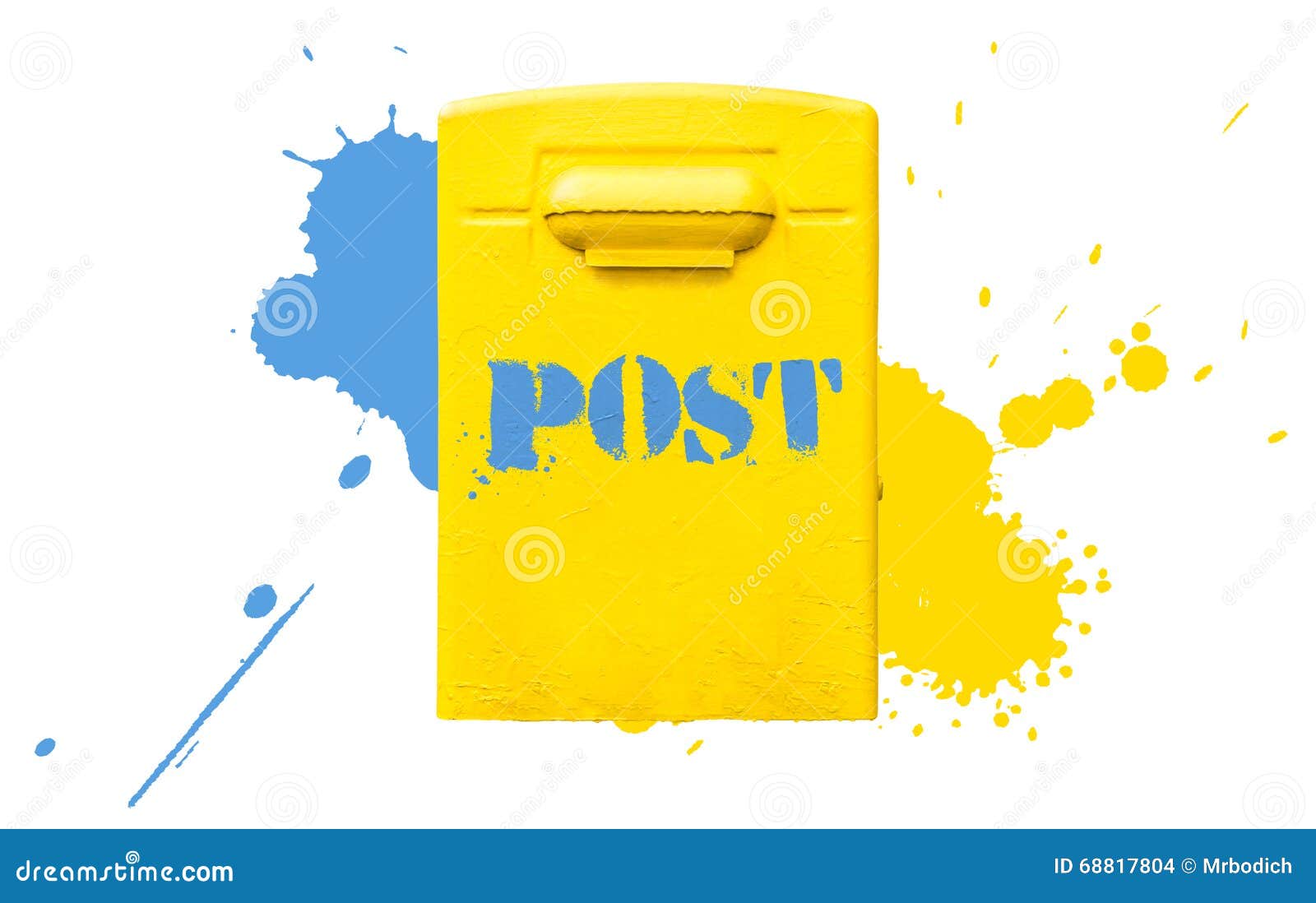 Yellow Post Office Mailbox on Plastered Wall Stock Photo Image of