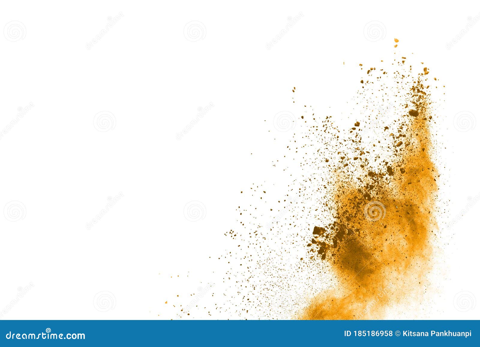 Yellow Powder Explosion on White Background. Stock Photo Image of