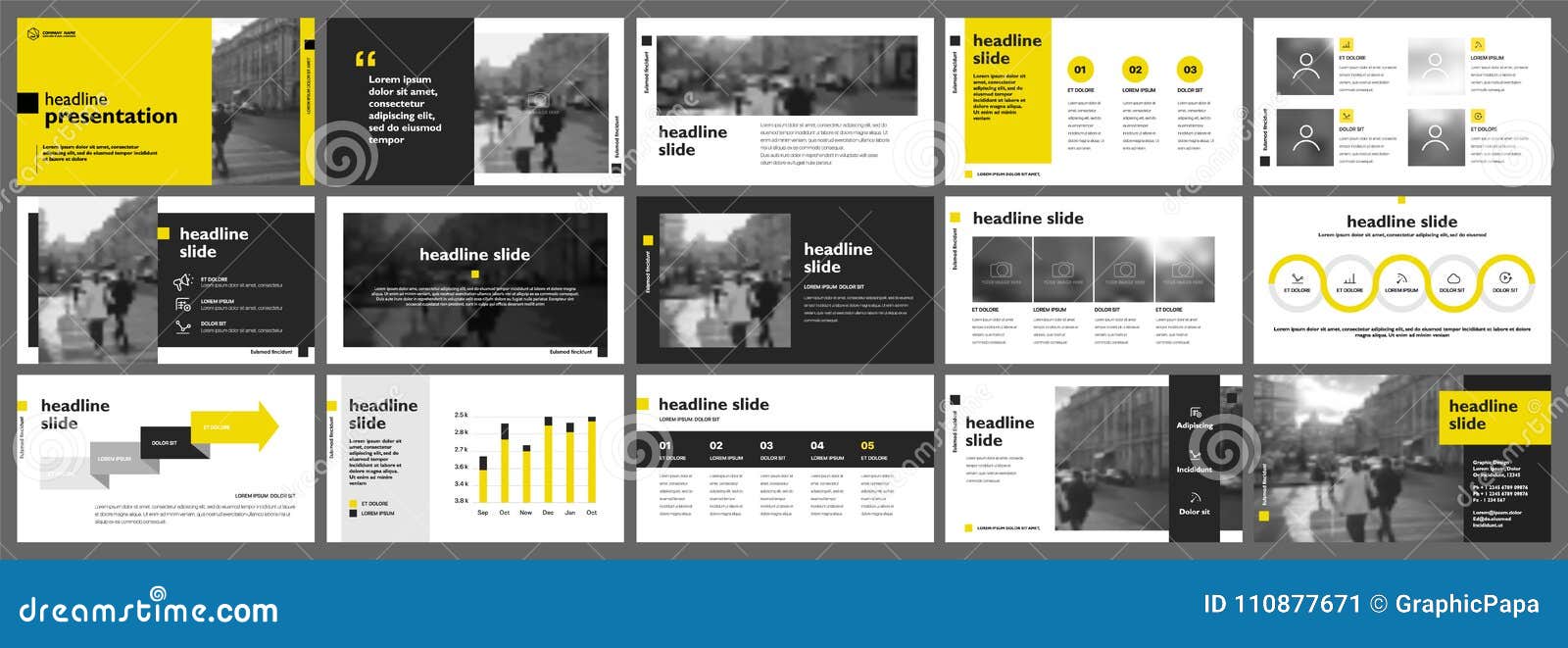 yellow presentation templates s on a white background.