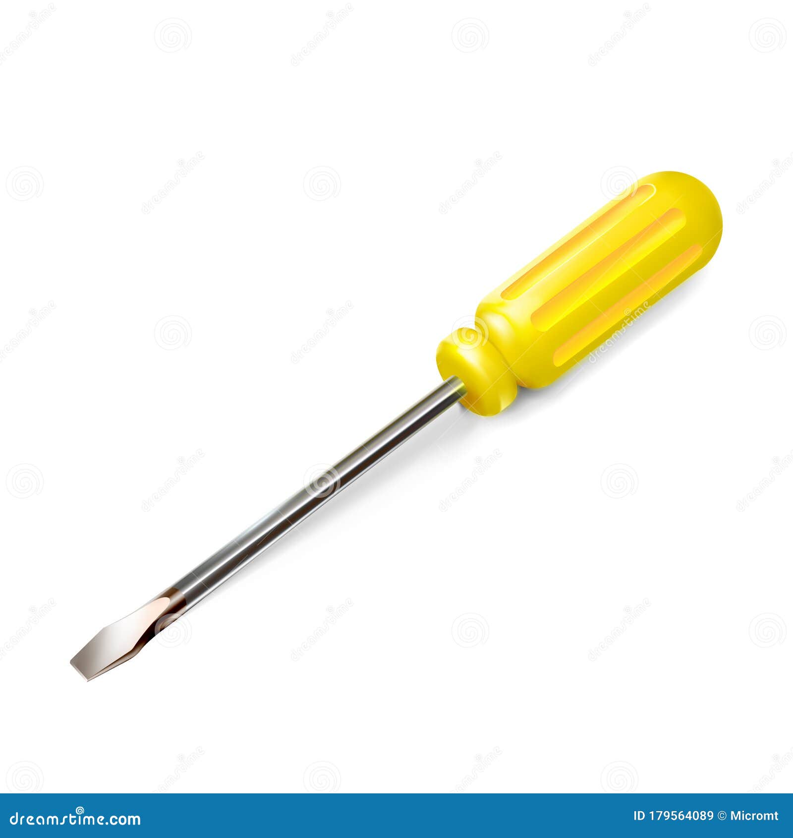 Yellow Professional Realistic Slotted Screwdriver with a Plastic Handle