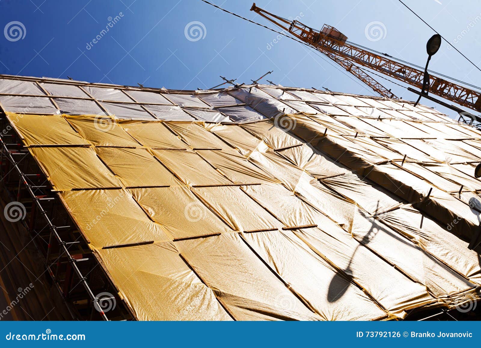 Yellow Protective Tarpaulins Stock Photo - Image of colorful, color
