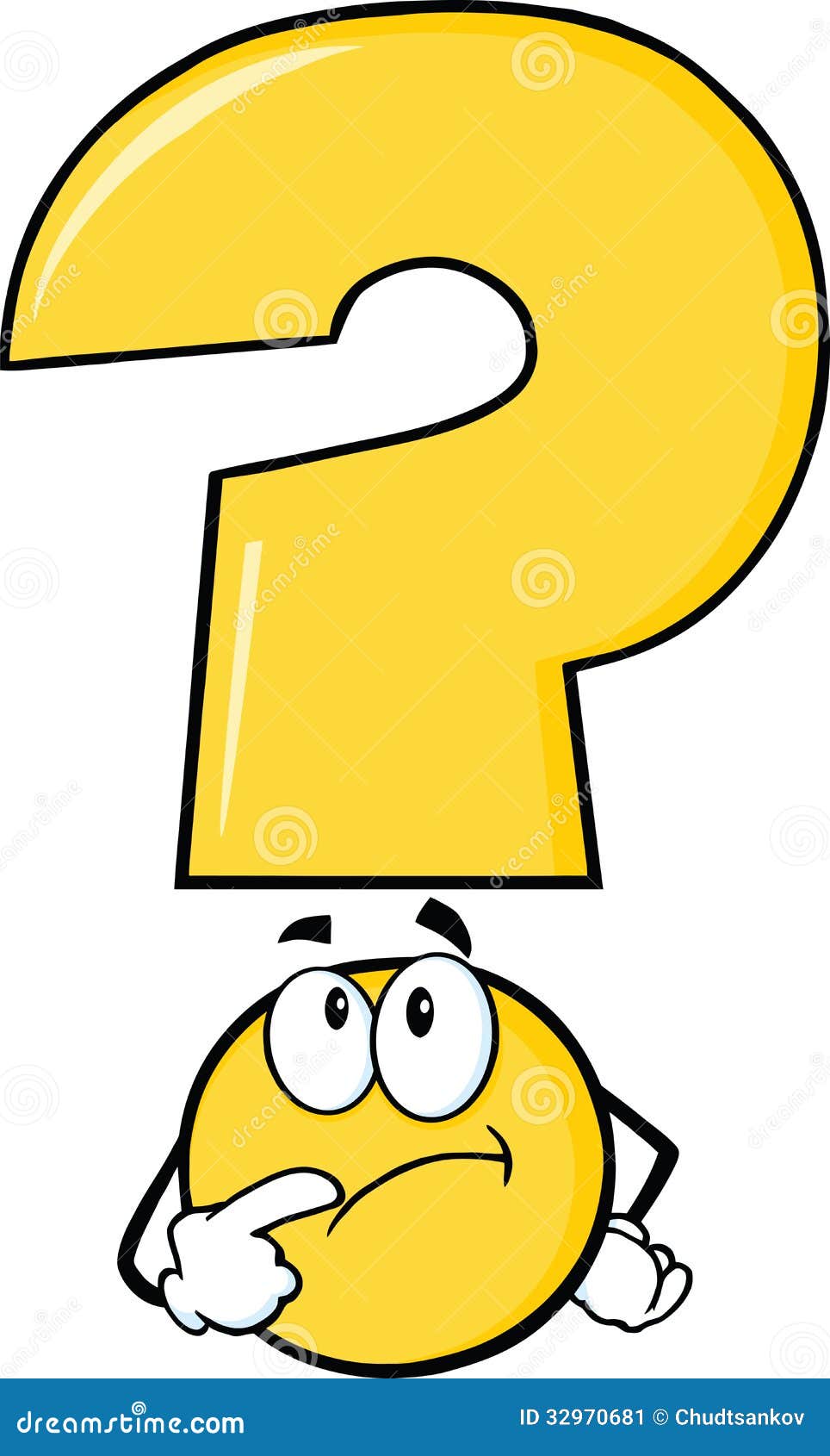 yellow question mark character thinking