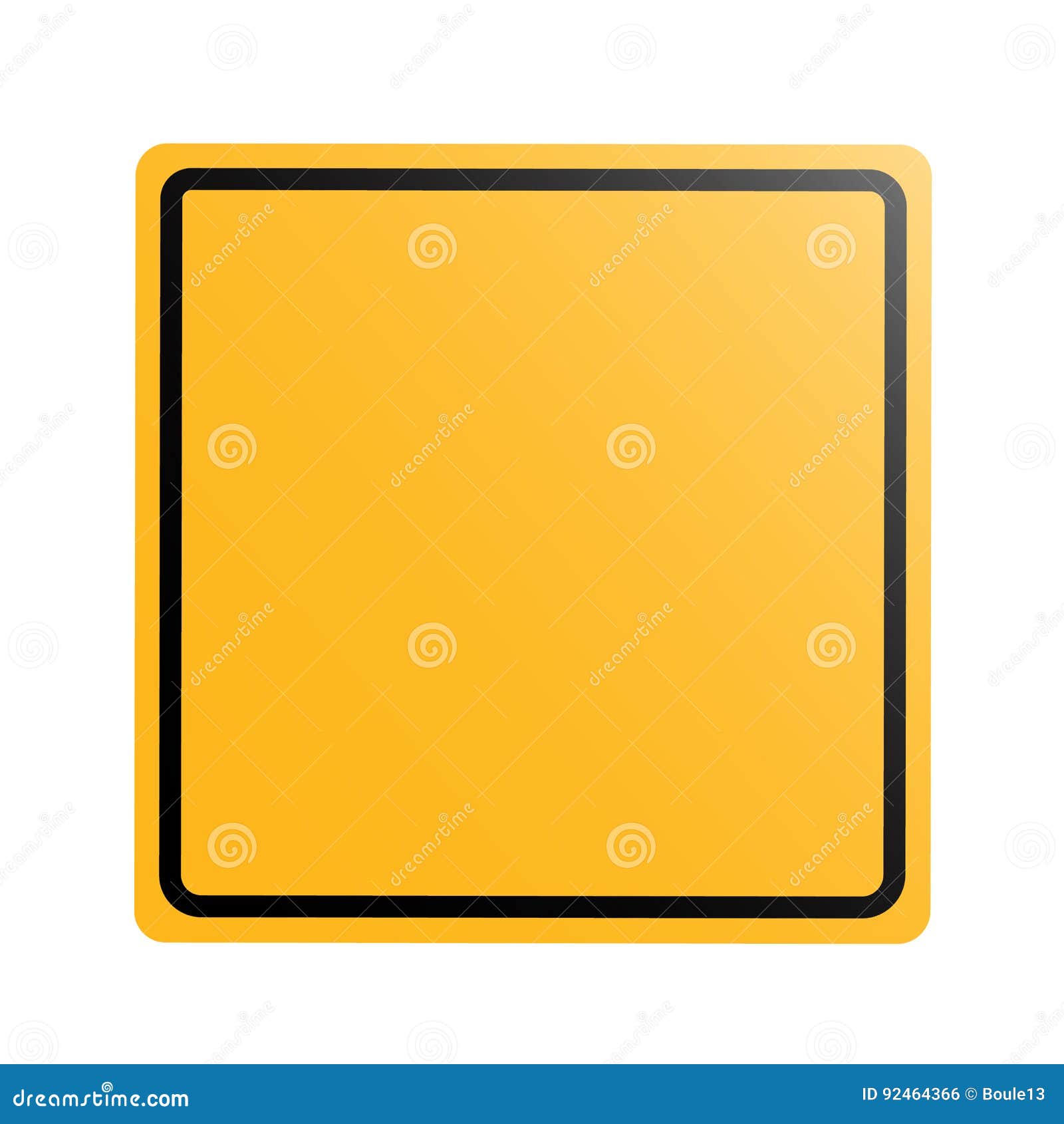 Yellow Rectangle Road Sign Isolated on White Stock Vector