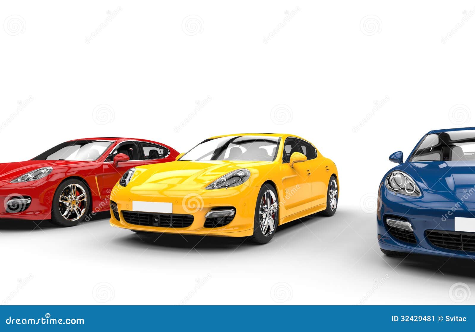 Yellow Red and Blue Fast Cars Stock Illustration Illustration of