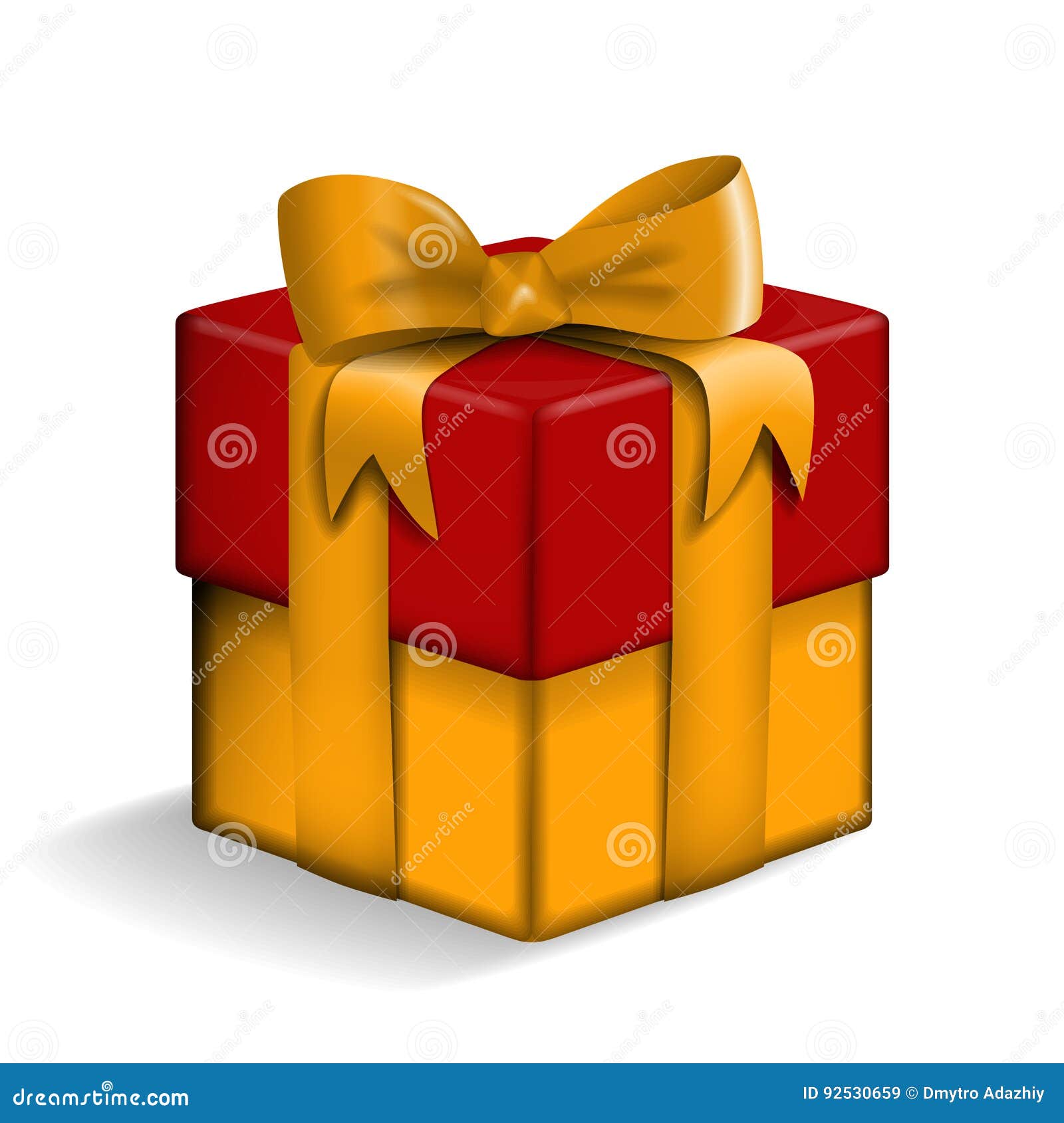 Yellow and red gift box. stock vector. Illustration of gift - 92530659