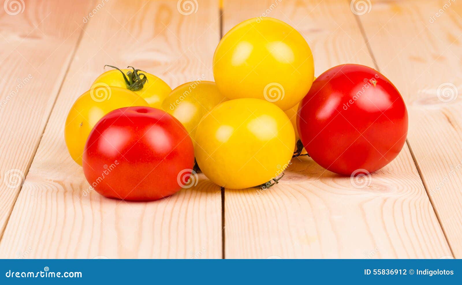Yellow and Red Tomatoes on the Wood. Stock Photo Image of healthy