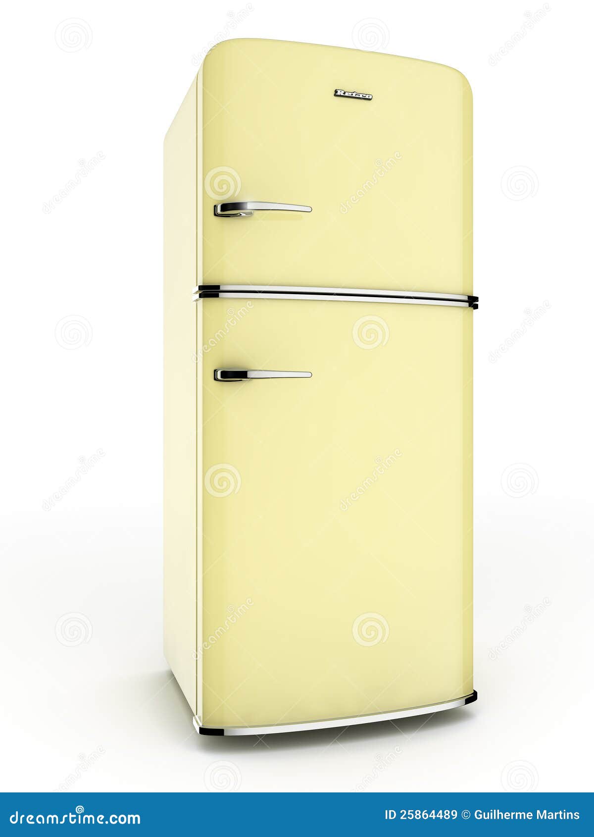 Yellow refrigerator stock illustration. Illustration of perspective