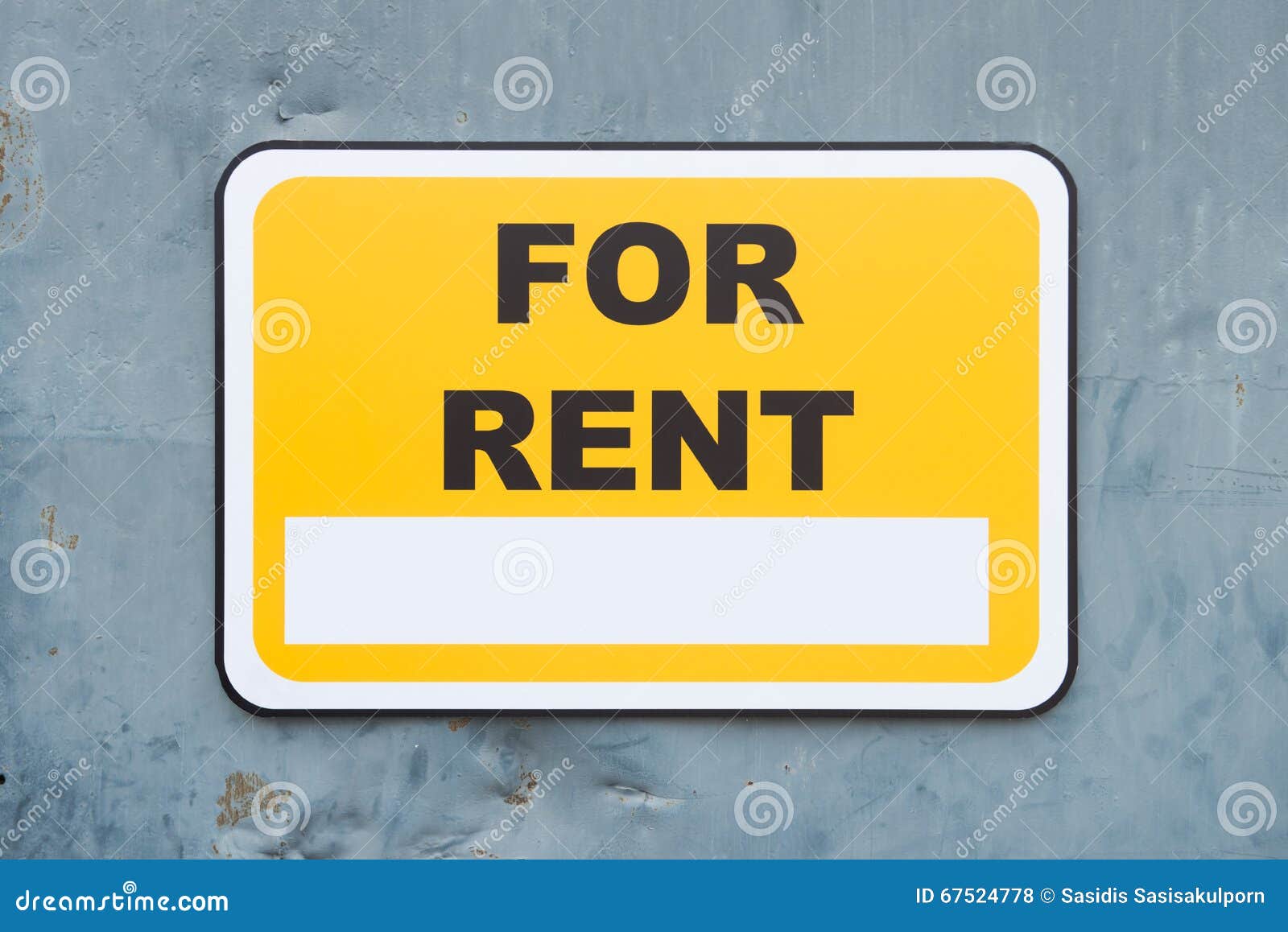 Yellow for rent sign stock photo. Image of residential 67524778