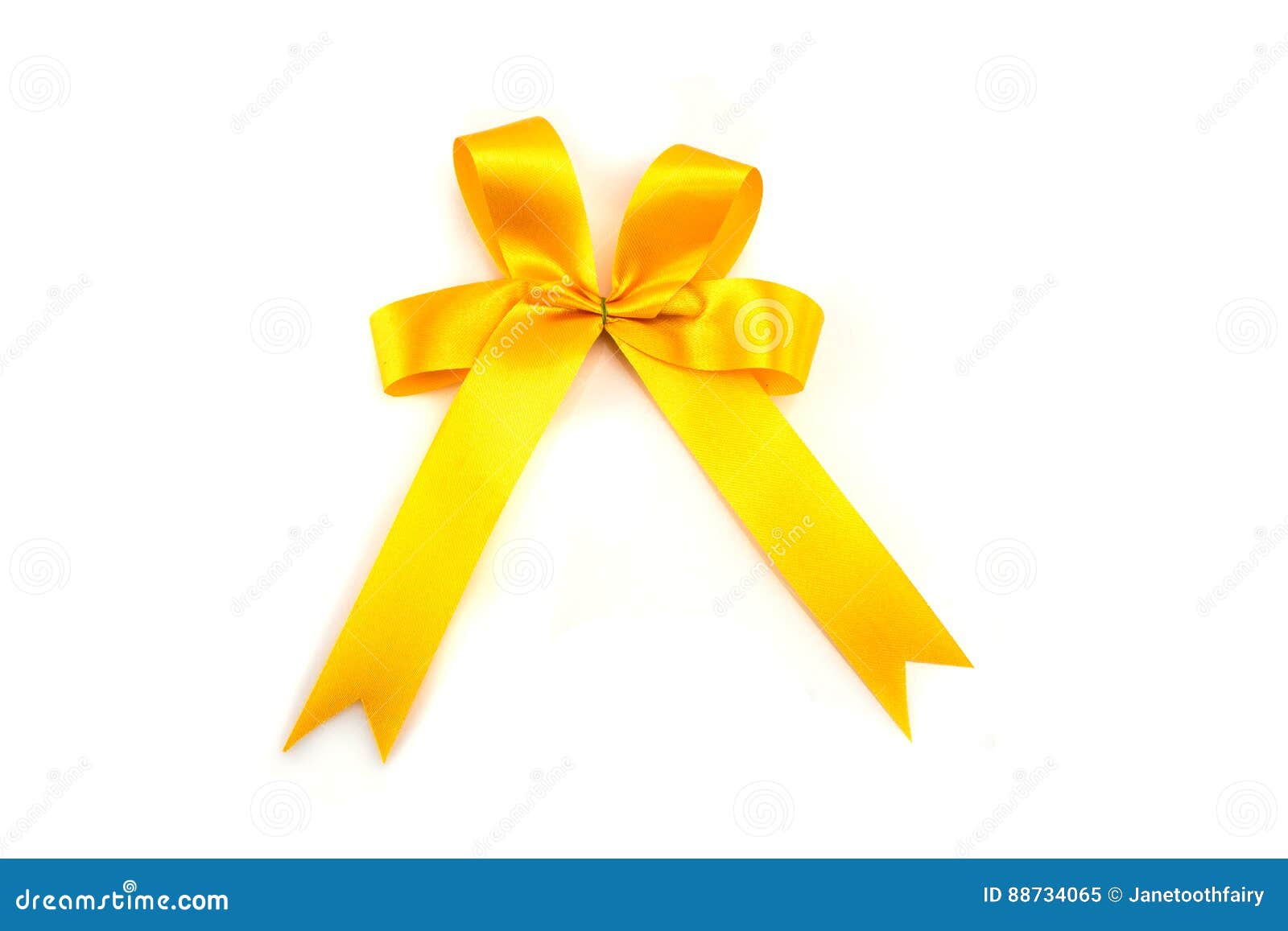 Yellow Ribbon with Bow Isolated on White Background . Stock Image