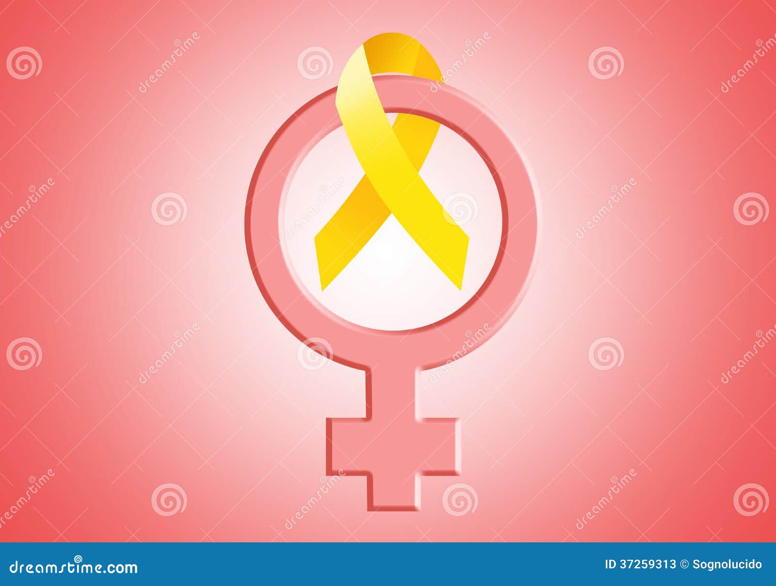 Yellow ribbon vector illustration. Symbol of suicide prevention,  endometriosis and bone cancer. Isolated on white background. Stock Vector