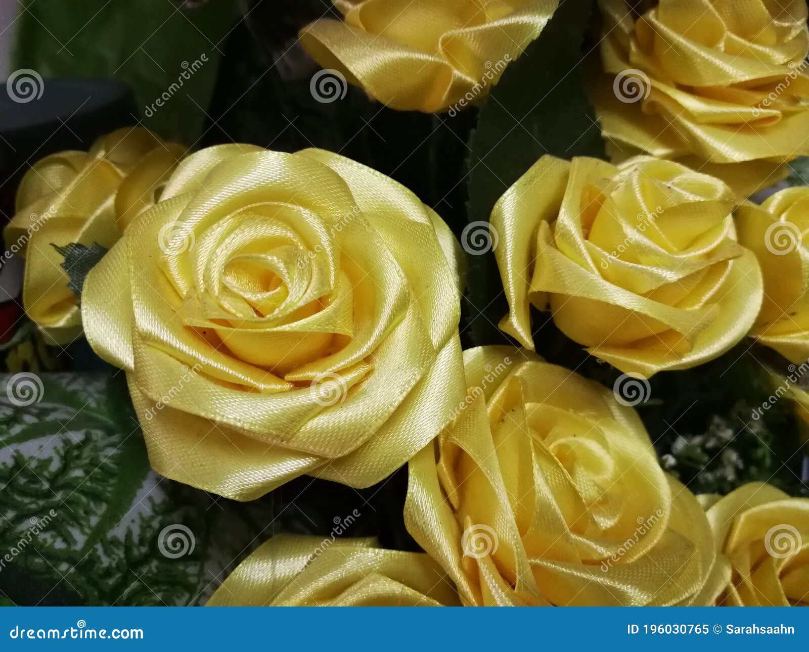 Yellow Ribbon Roses. Yellow Ribbons Folding into Roses. Stock