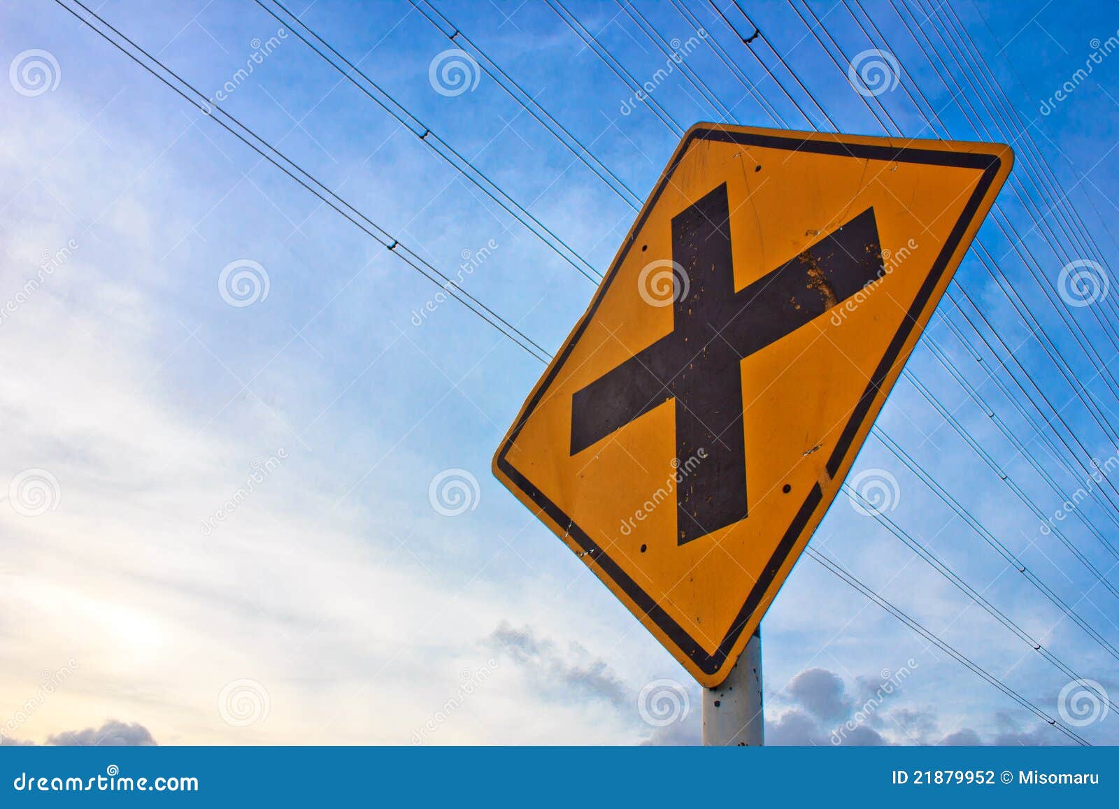 Yellow road sign stock photo. Image of street, blue, banner 21879952