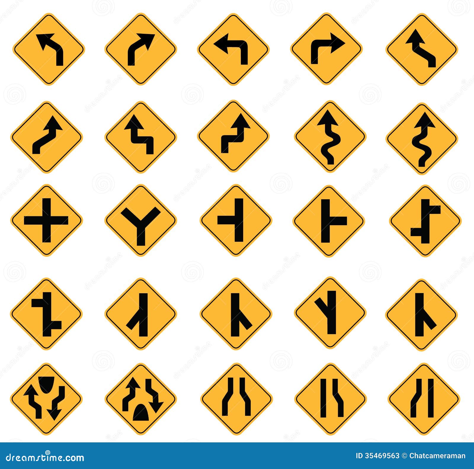 yellow road signs and meanings