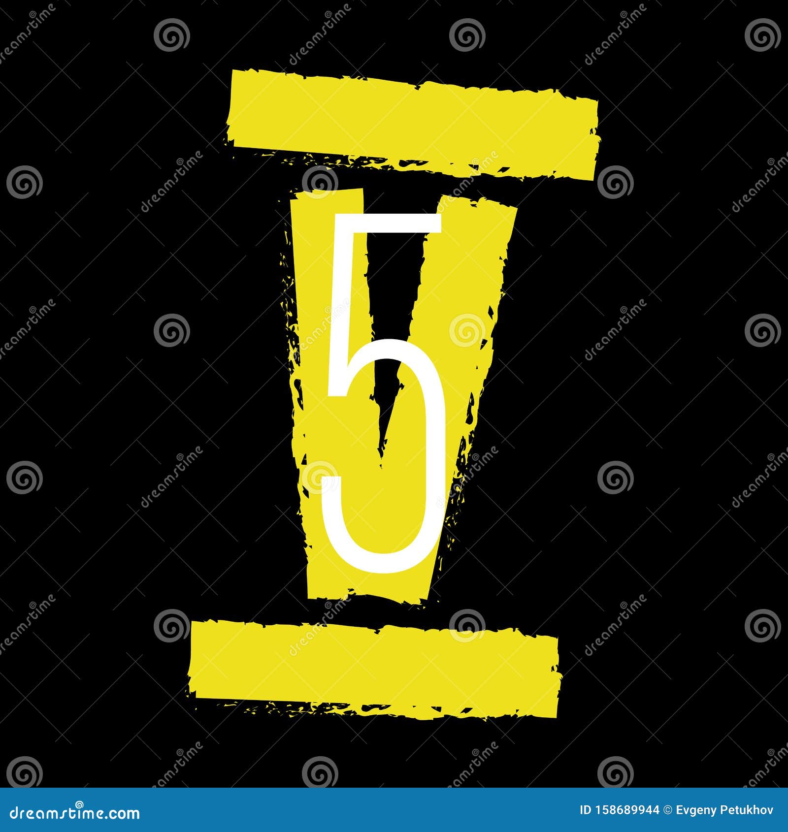 yellow roman numeral 5 on black background. old roman antique alphabet number and font roman alphabet. 