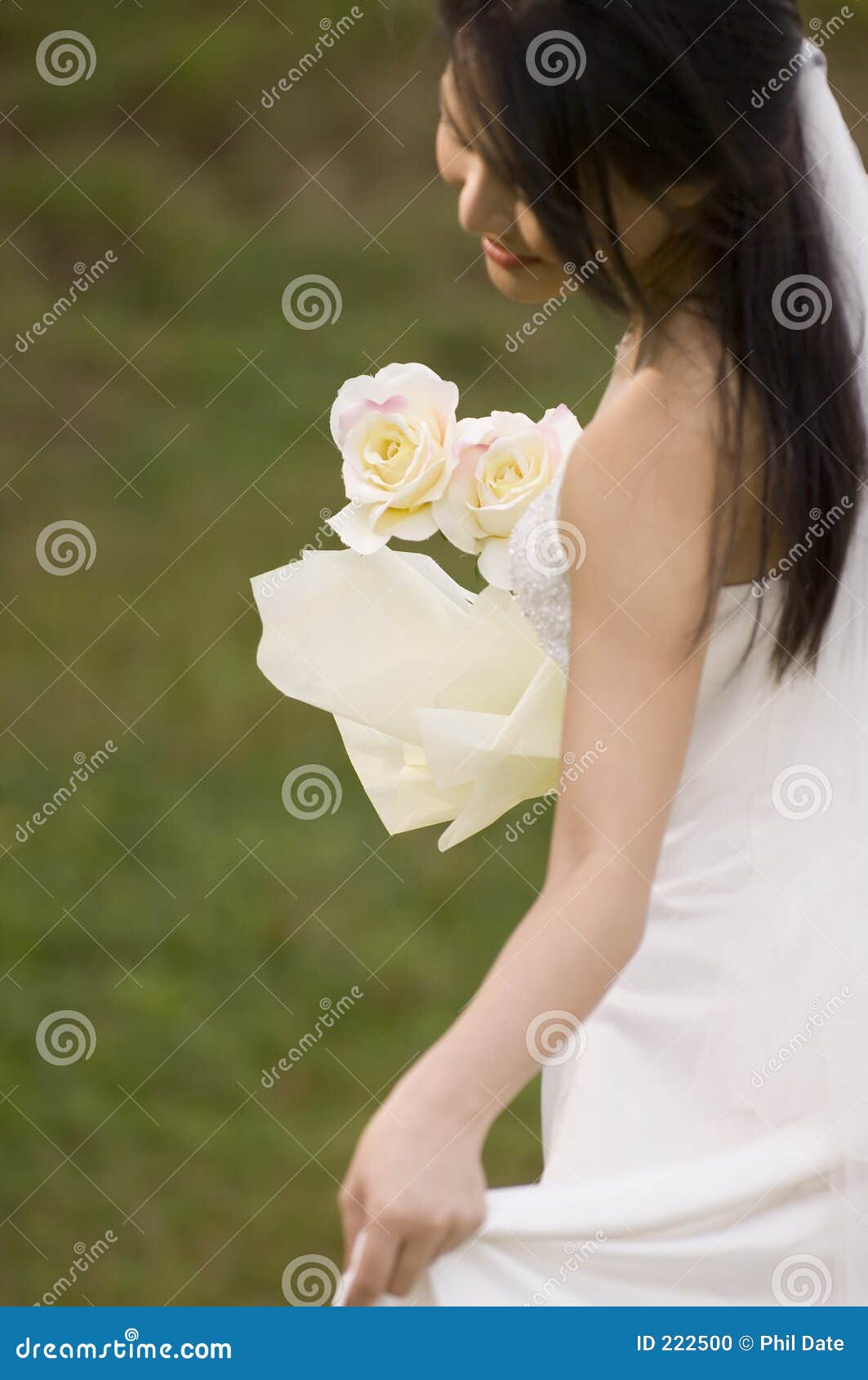 Beautiful Asian Bride Holds Bouquet 109
