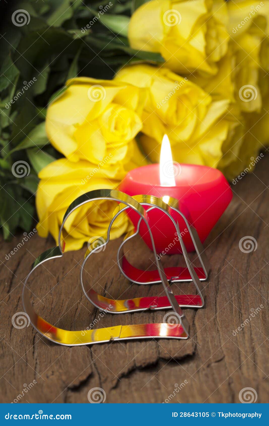 Yellow roses and candle stock image. Image of heart, color 28643105