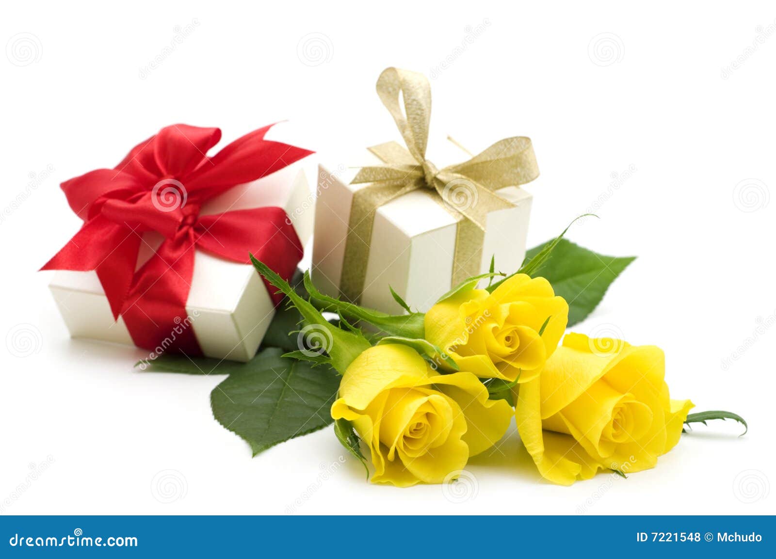 Yellow Roses and Gift Boxes Stock Photo Image of present, rose 7221548