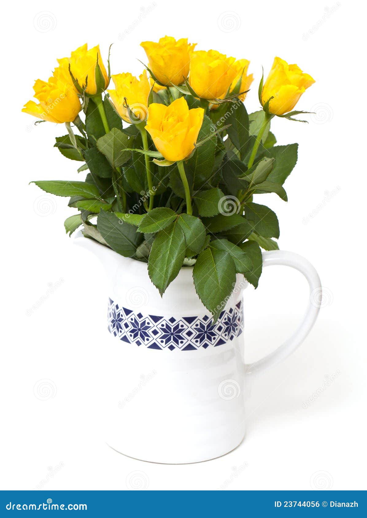 Yellow roses in a vase stock photo. Image of green, bouquet 23744056