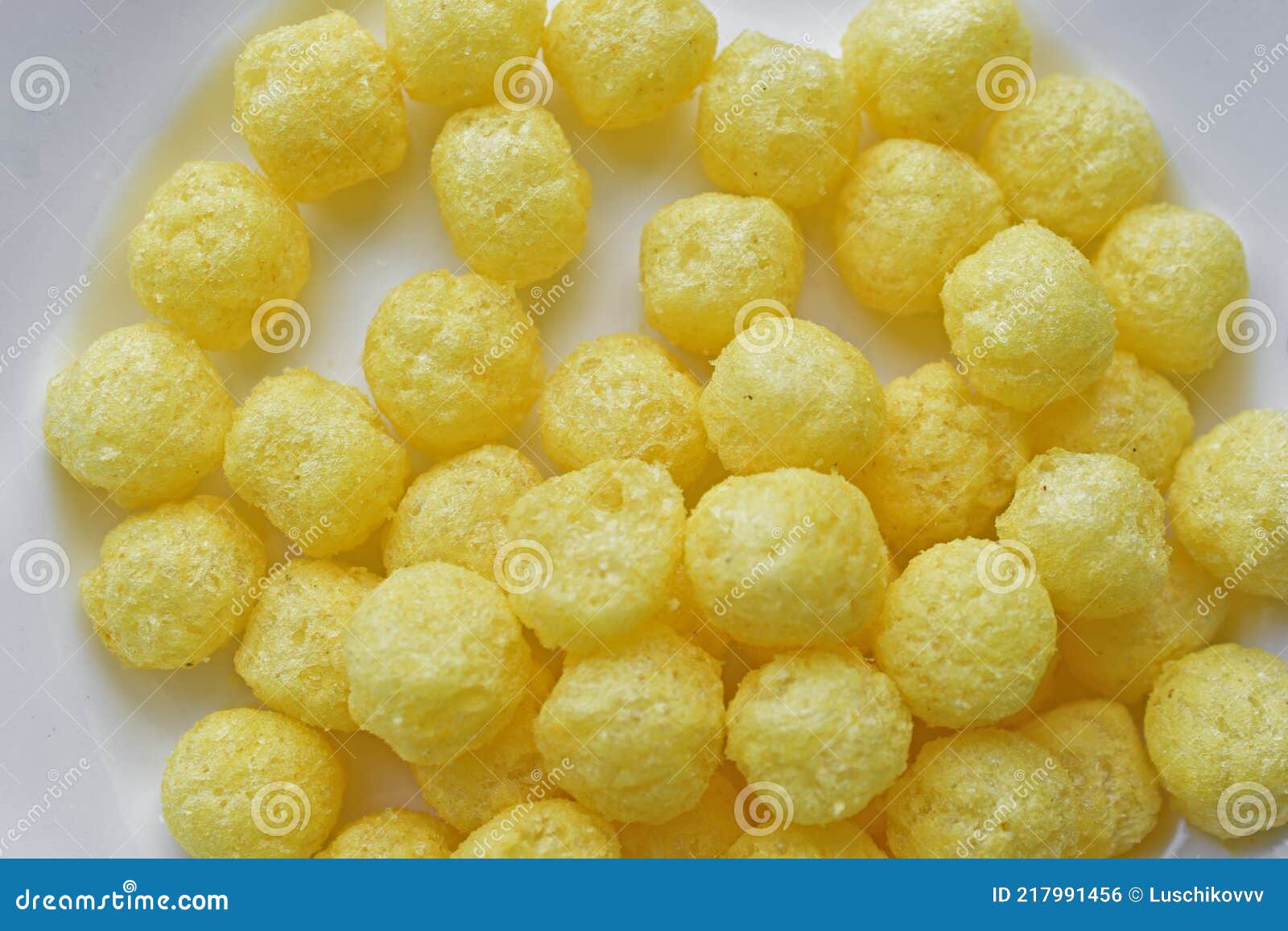 Yellow Round Corn Snacks with Cheese Flavor Stock Photo Image of