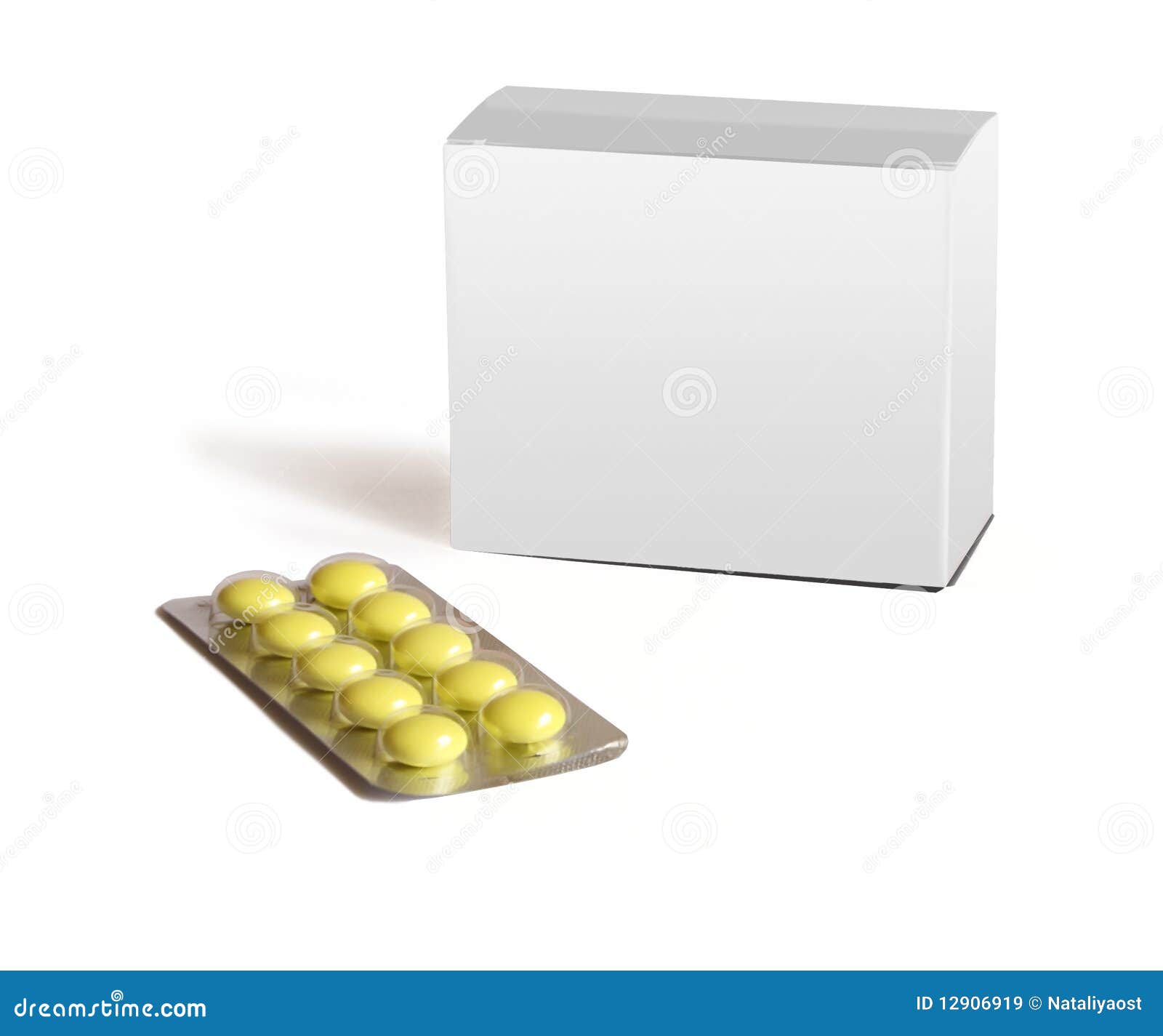 Yellow Round Pills and Grey Boxpacking are Isolat Stock Image Image