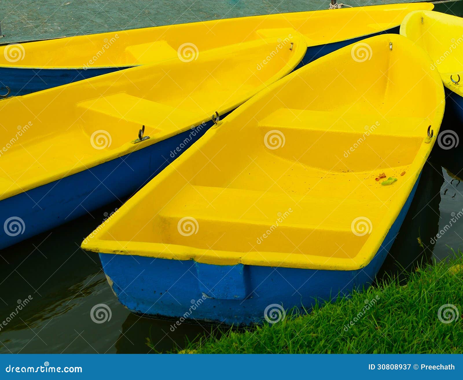 Yellow row boats stock image. Image of color, landscape 30808937
