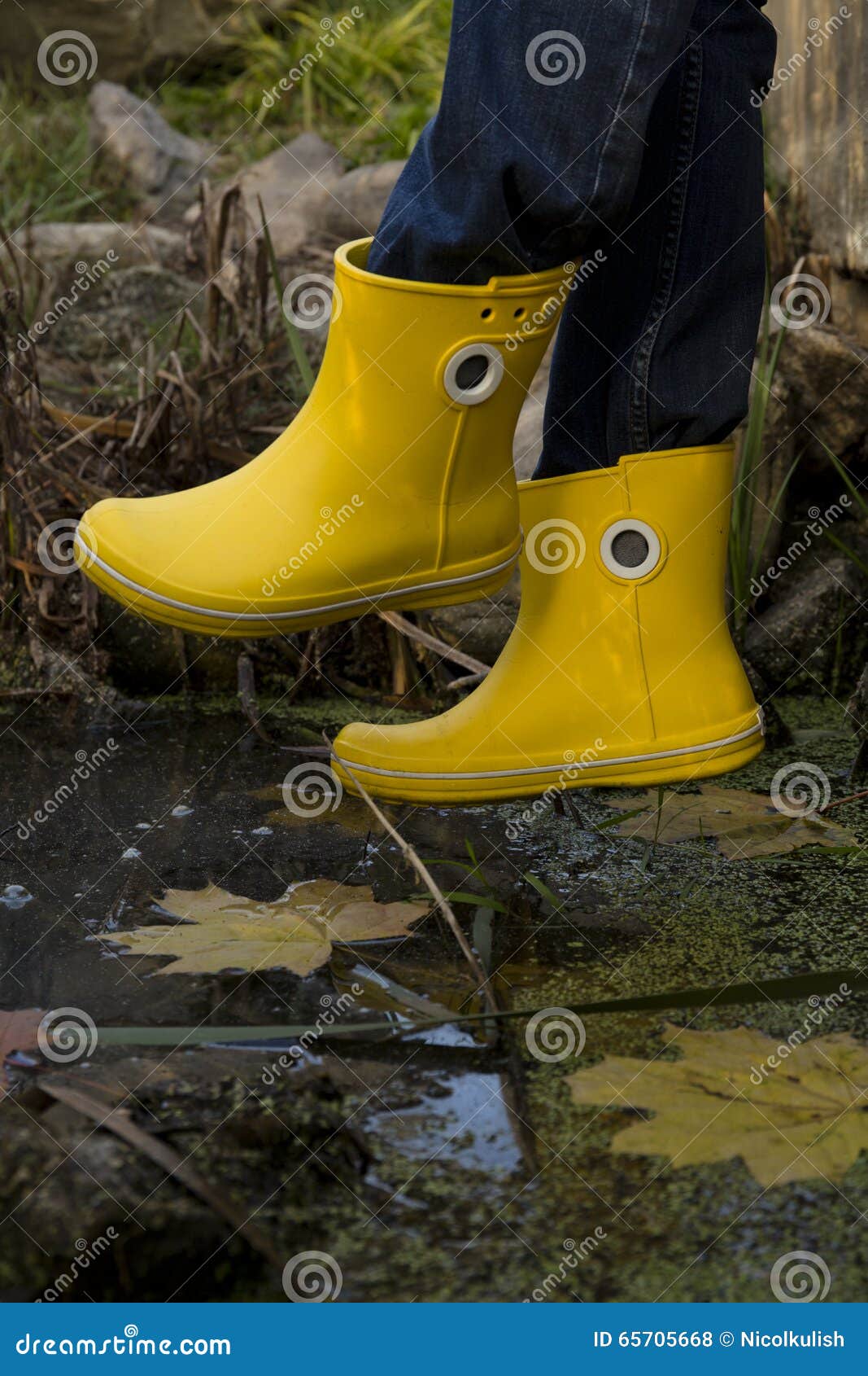 Yellow rubber boots stock photo. Image of colorful, brown 65705668