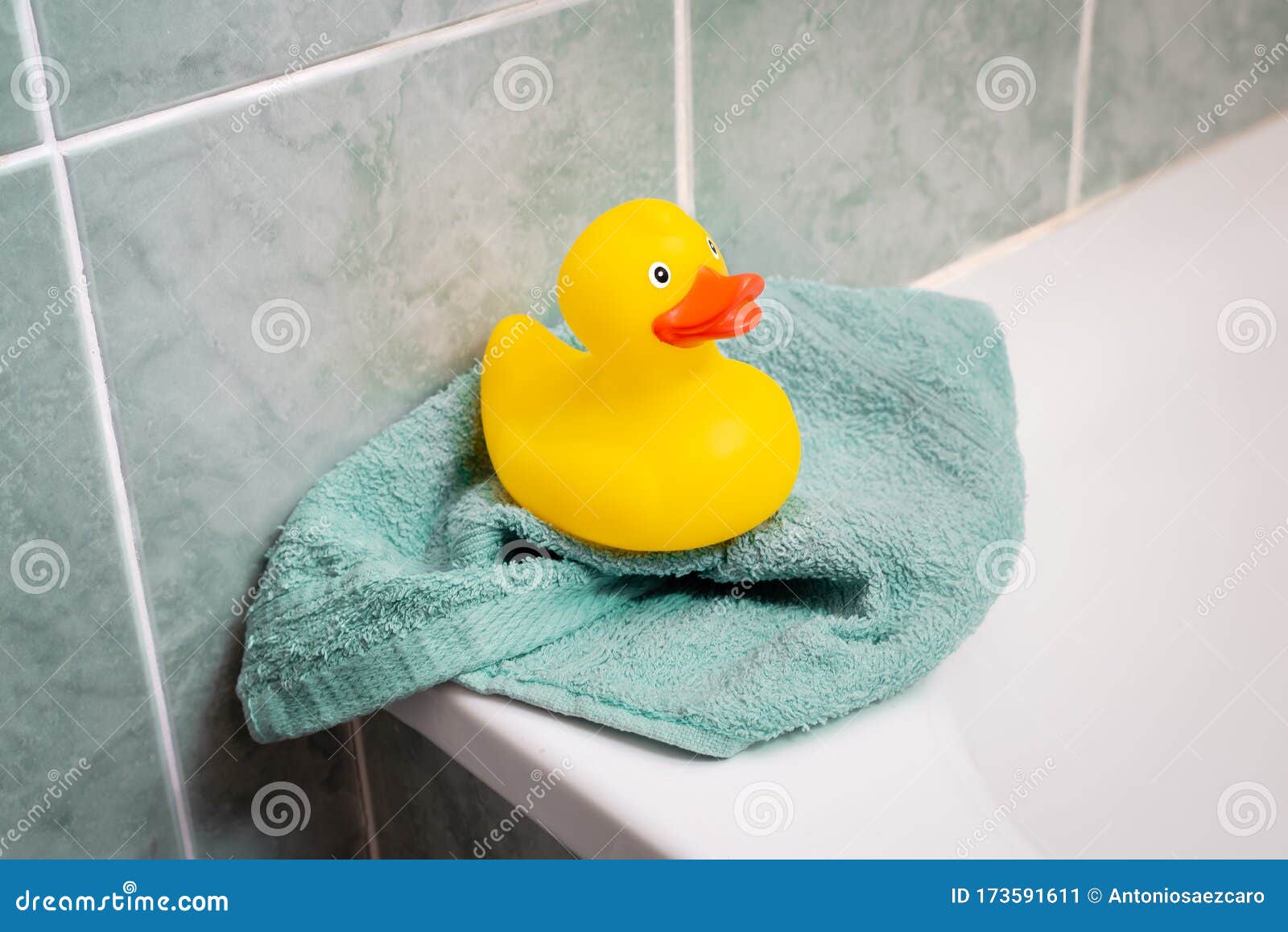 Yellow Rubber Duck in the Bath Stock Image - Image of bathroom, cute