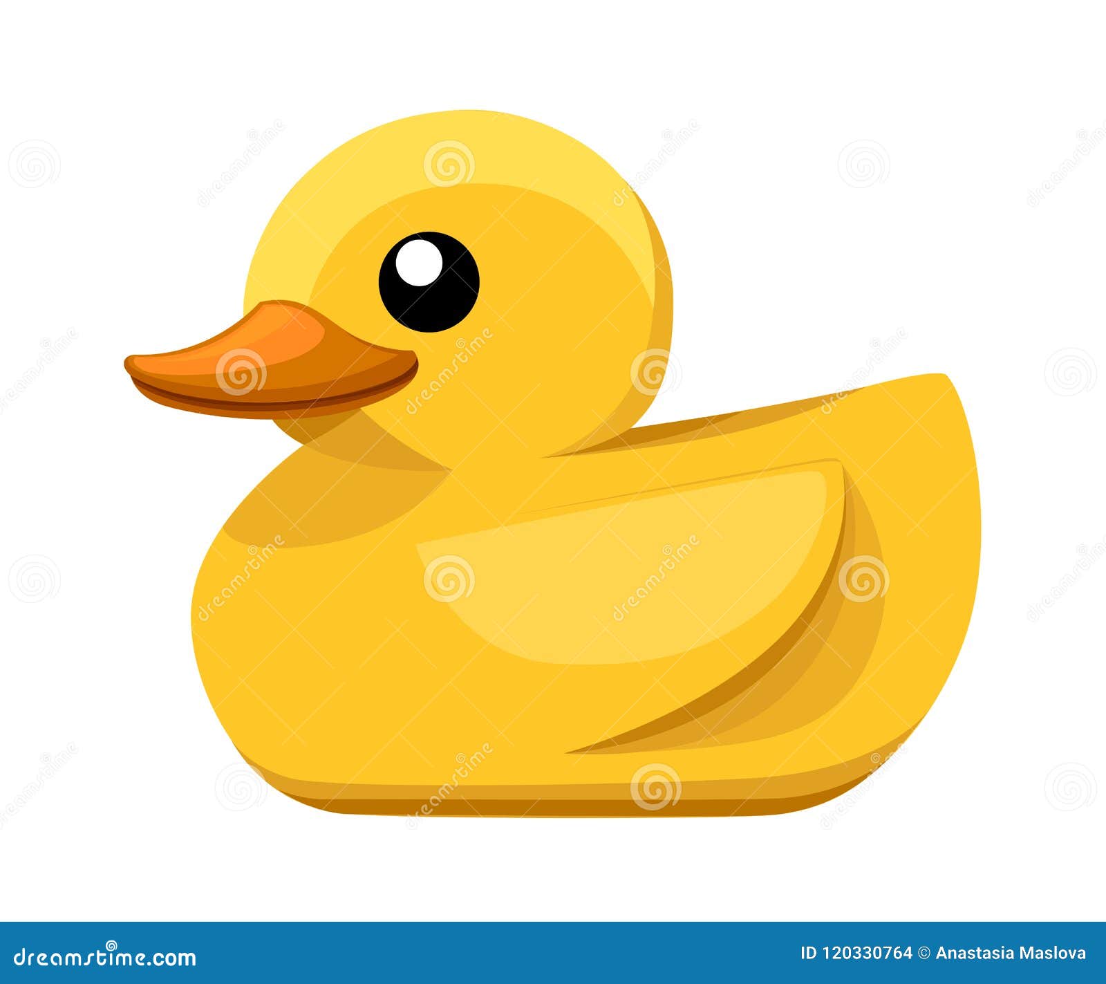Yellow Rubber Duck. Cartoon Cute Ducky for Bath Stock Illustration -  Illustration of water, white: 120330764