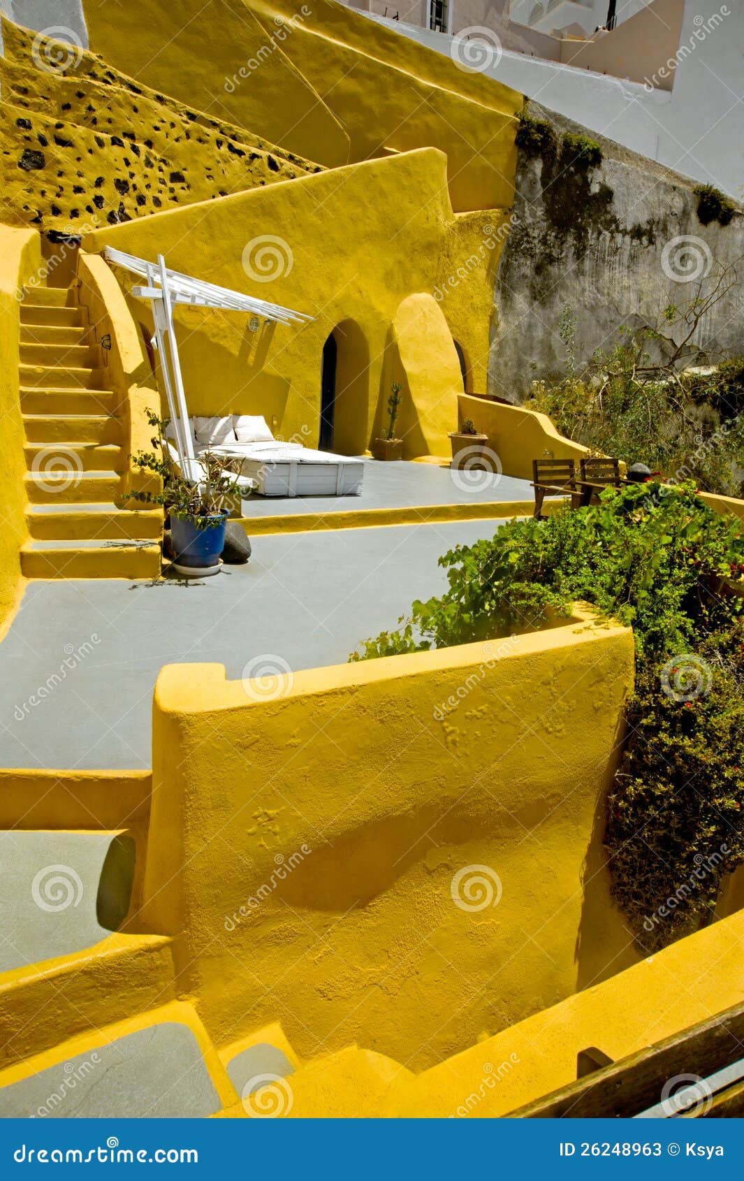 Yellow Santorini Terrace 2, Greece Stock Image Image of landscape
