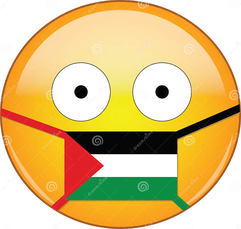 Yellow Scared Emoji in Palestinian Medical Mask Protecting from SARS ...