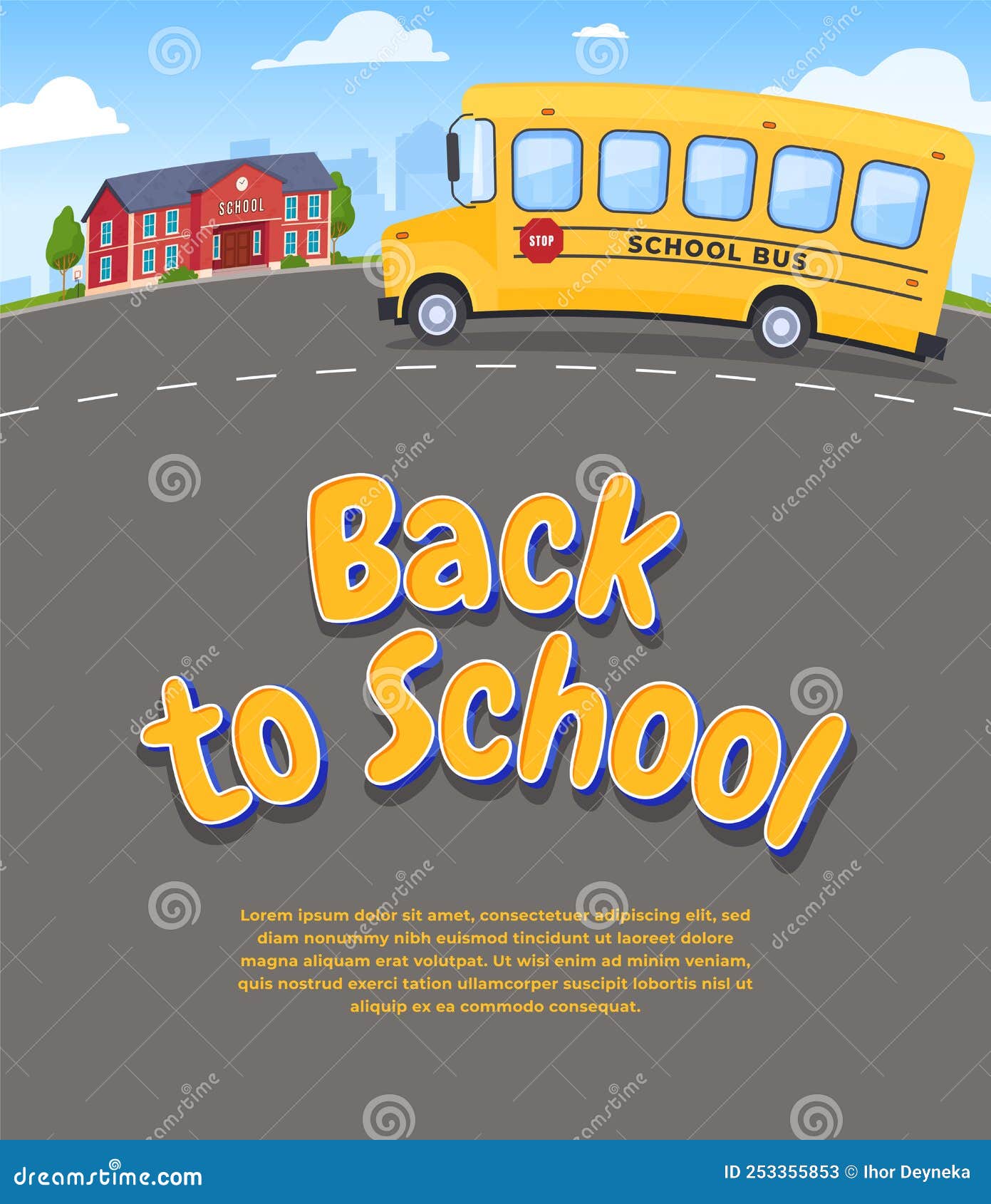 Yellow School Bus. Back To School. Transporting Children from Home To