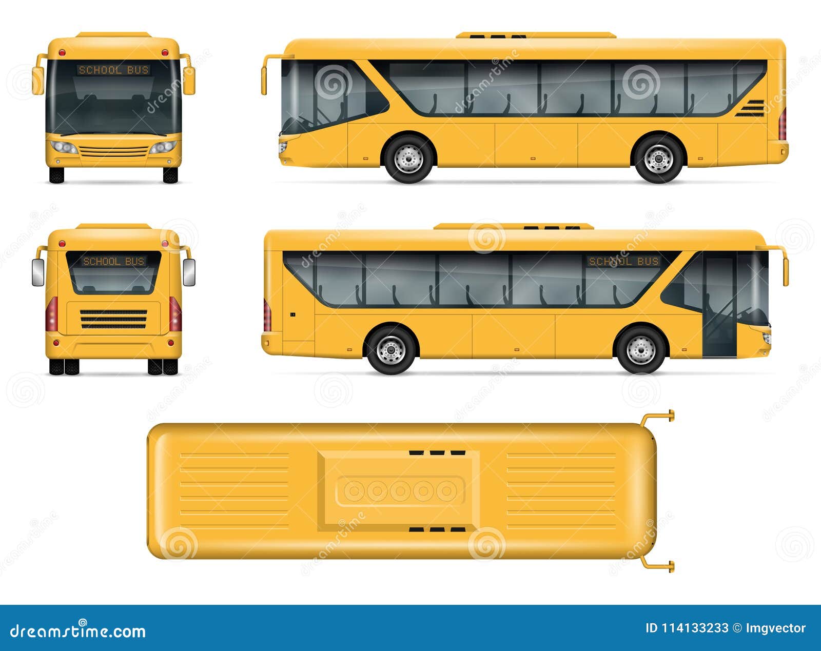 Download Yellow School Bus Vector Mockup Stock Vector Illustration Of Diesel Background 114133233 PSD Mockup Templates