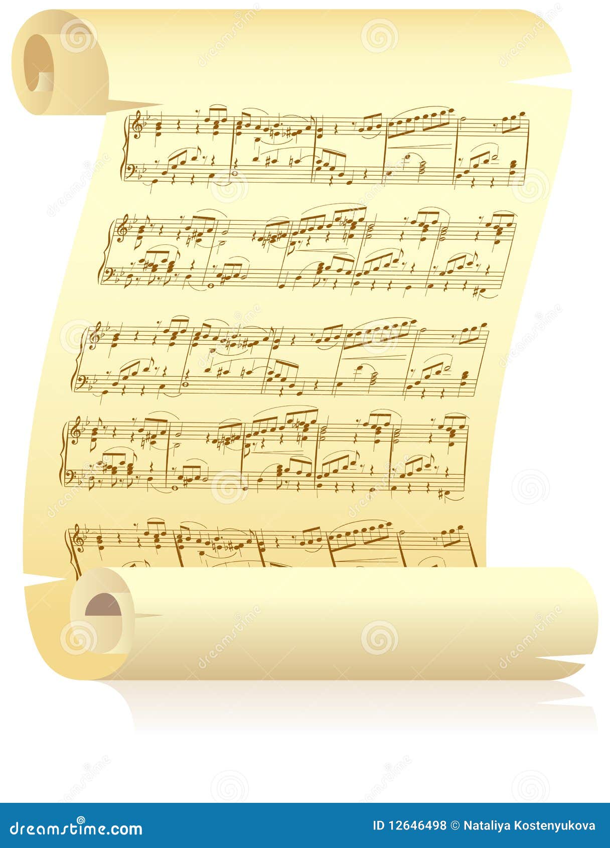 Yellow Scroll with Musical Notation Stock Vector - Illustration of