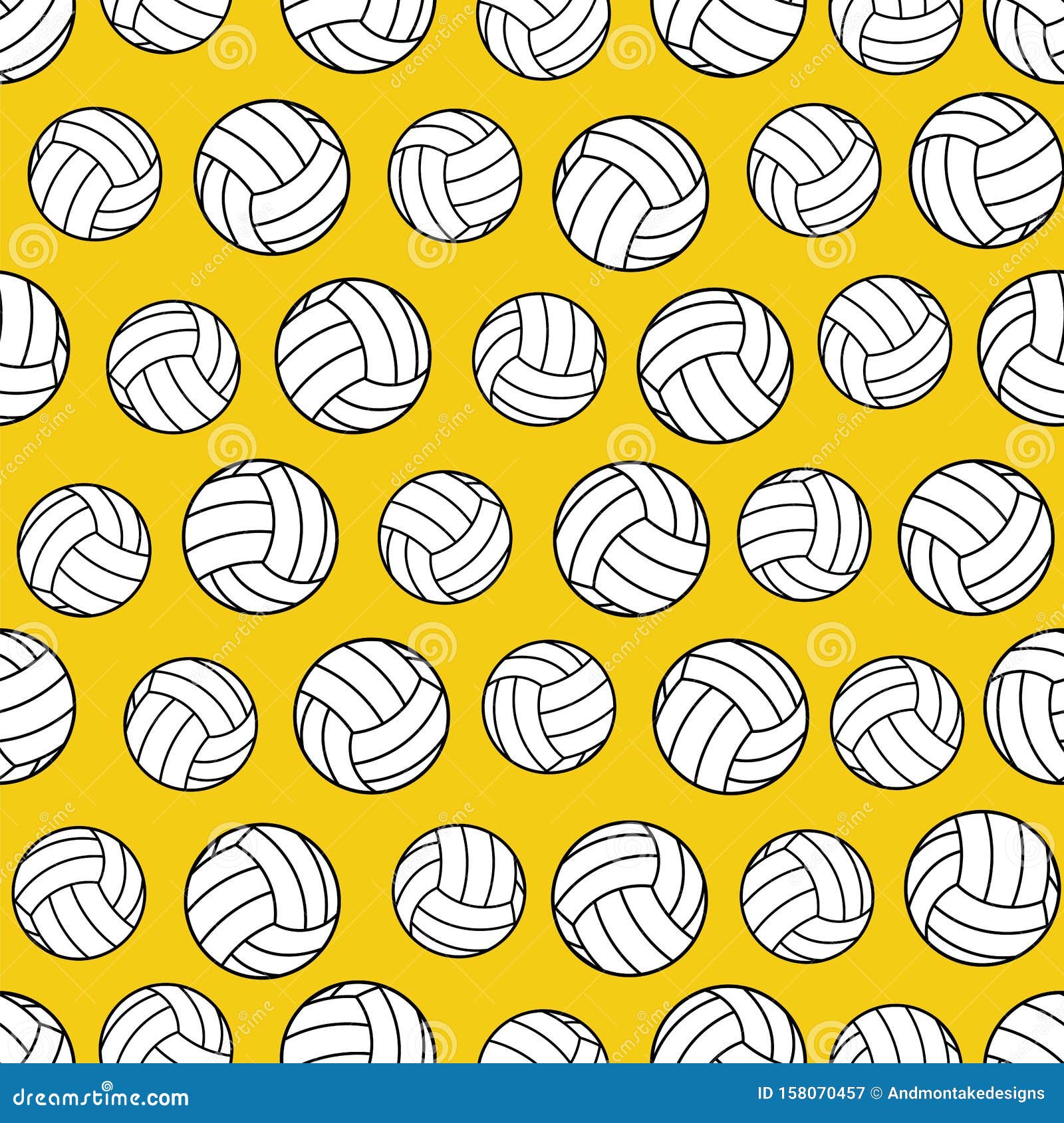 Yellow Seamless Pattern with Volleyballs Stock Vector - Illustration of ...