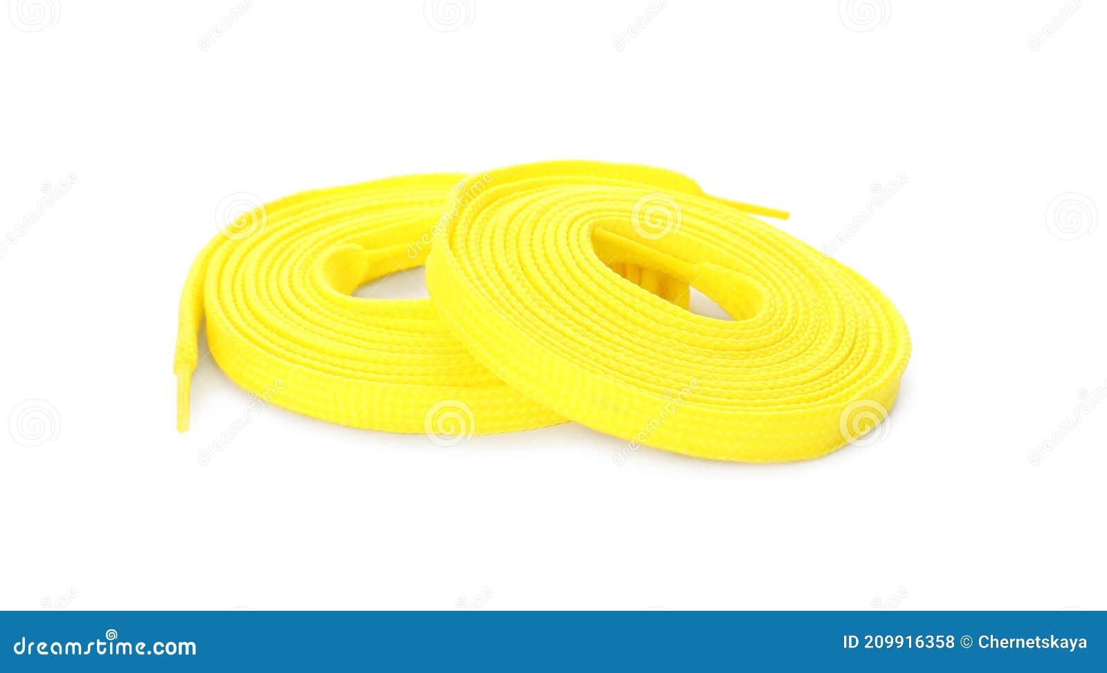 Yellow Shoe Laces Isolated on White. Stylish Accessory Stock Photo