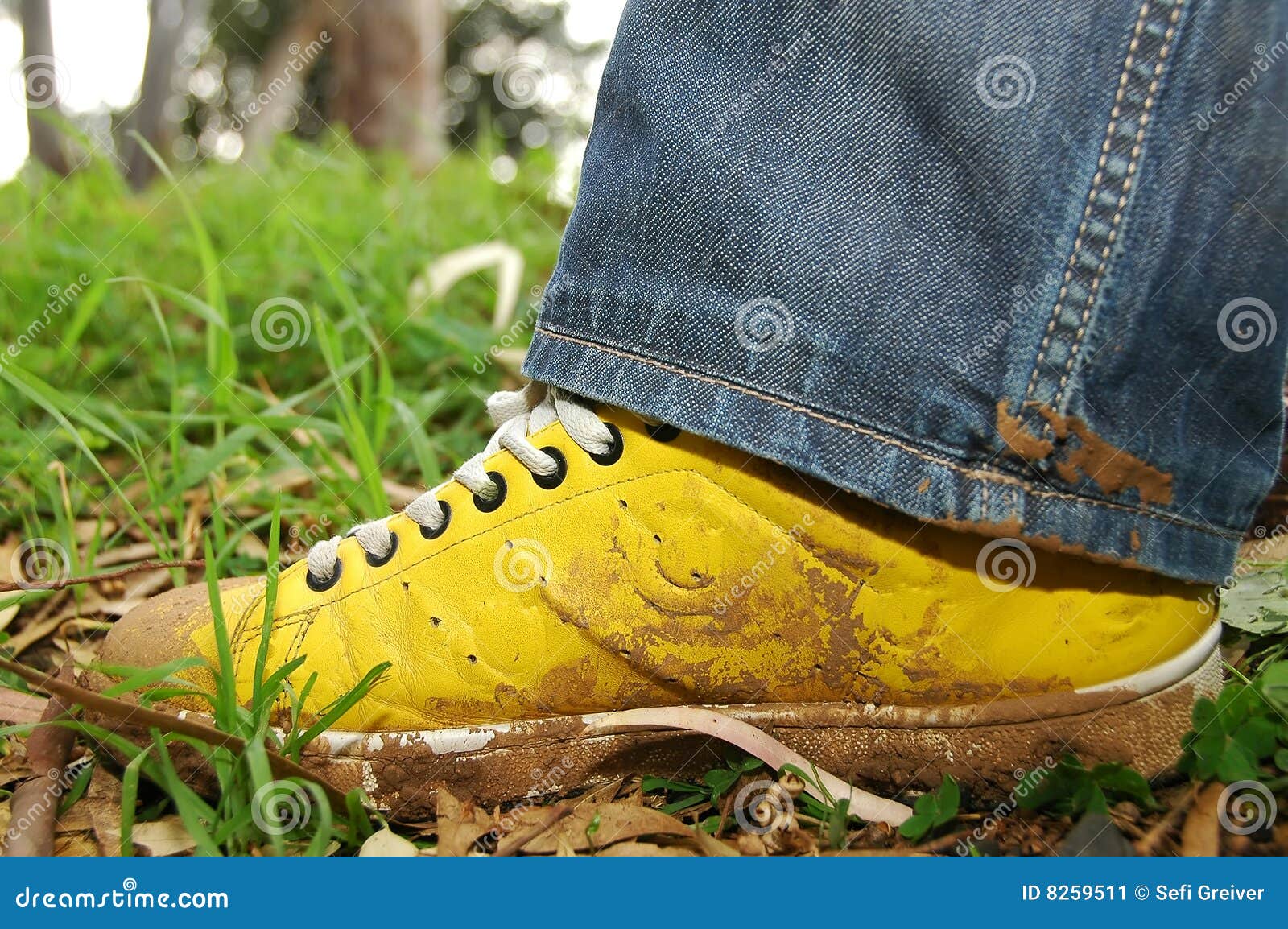 Yellow Shoes Full Of Mud Stock Image - Image: 8259511