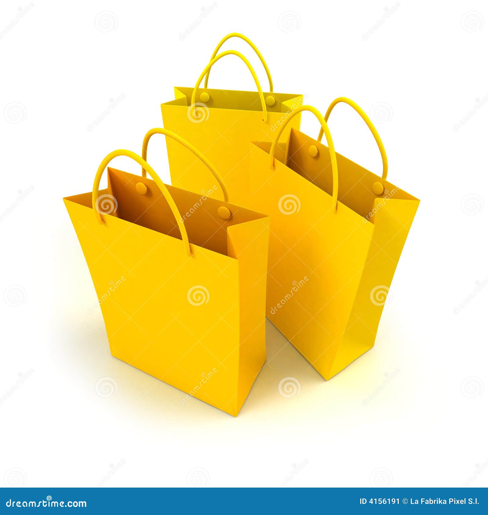 Yellow shopping bags trio stock illustration. Illustration of buying