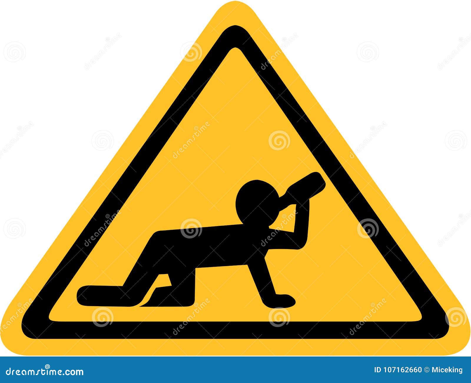 yellow sign with drunken man crawling on all fours