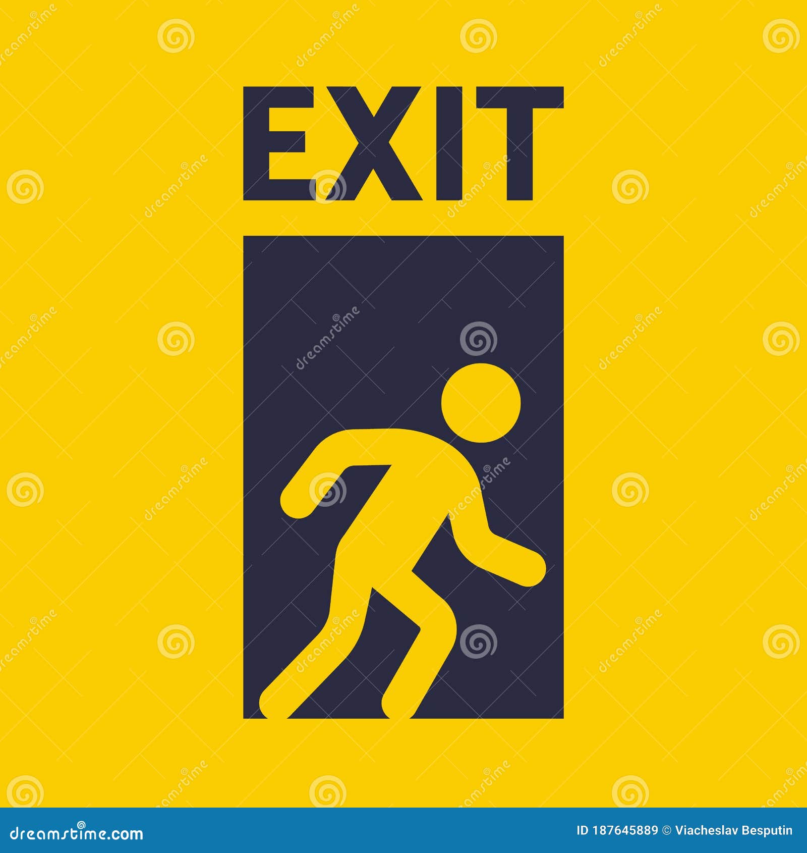 Yellow Sign Evacuation from a Burning Building. Stock Vector