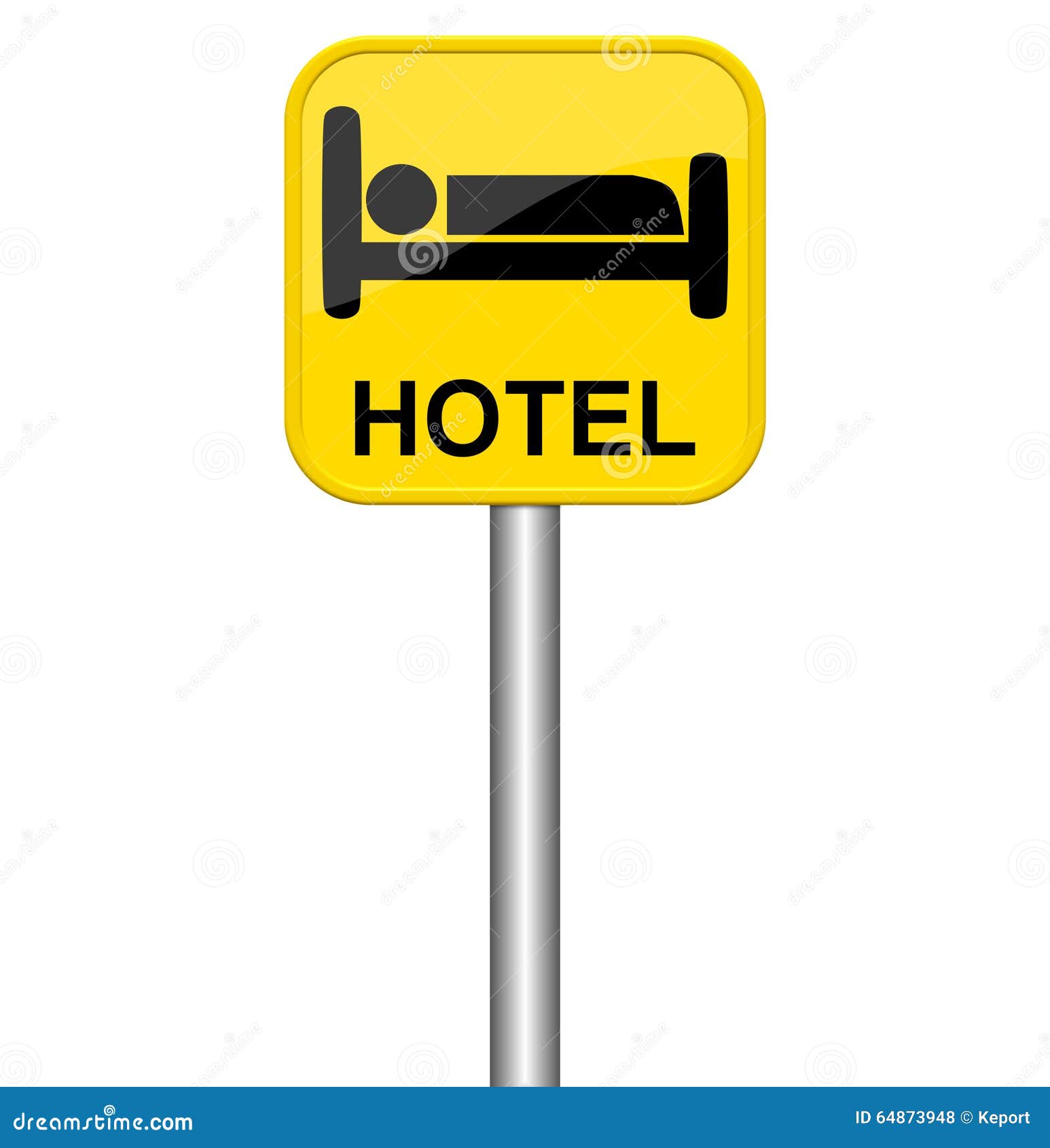 Isolated yellow sign showing Hotel