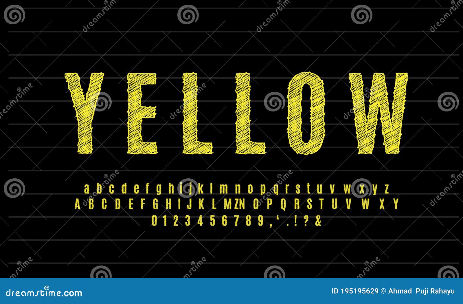 Yellow Sketch Text Effect or Font Effect Style Design Stock Vector