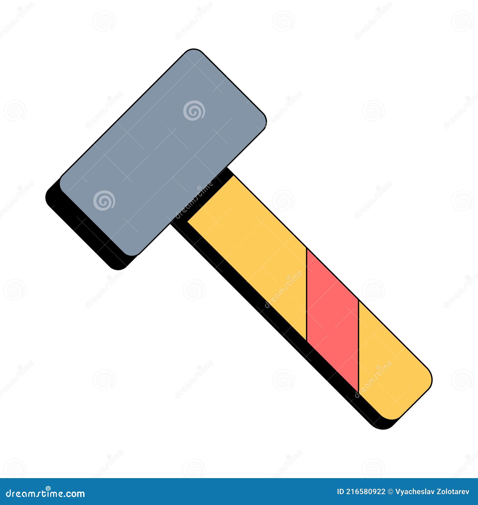 Yellow Sledgehammer. Flat Style. Vector Illustration on White Isolated