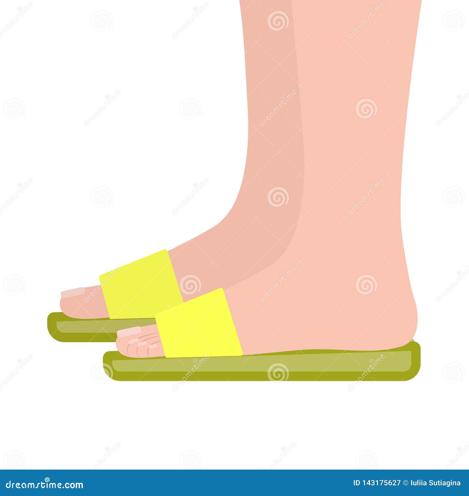 Panter Være ordlyd Yellow Slipper Side View. Women`s Beach or Indoor Shoes Stock Illustration  - Illustration of foot, open: 143175627