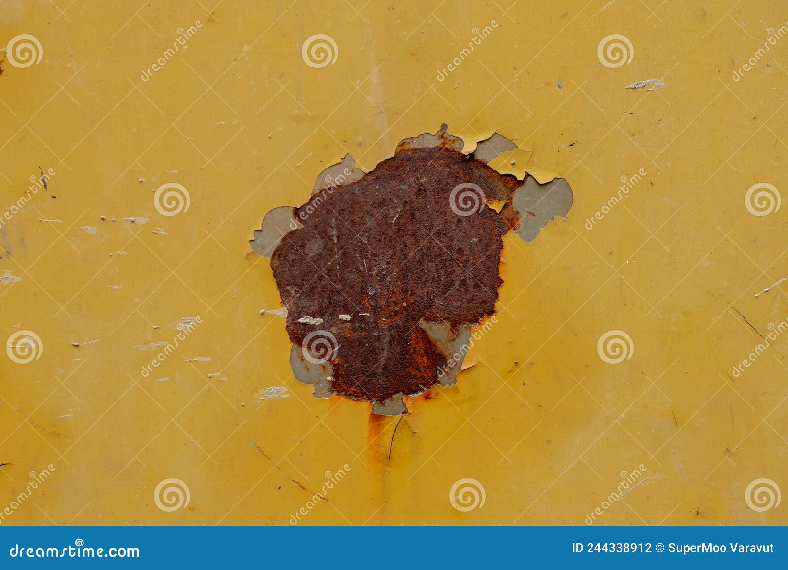 Yellow Slips Off the Rusted Iron Stock Photo Image of clay, peeling