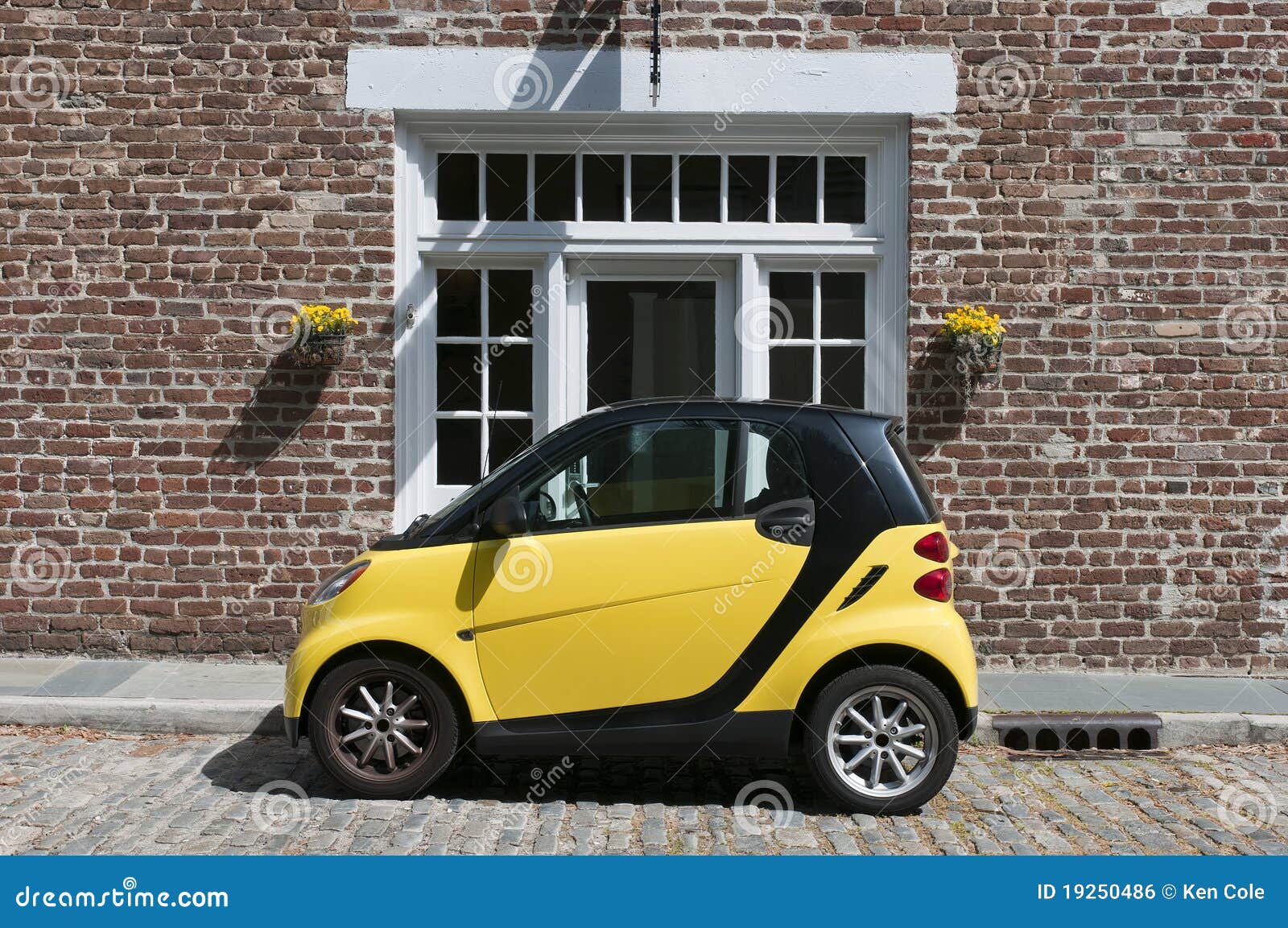 Yellow Smart Car stock photo. Image of vehicle, affordable - 19250486