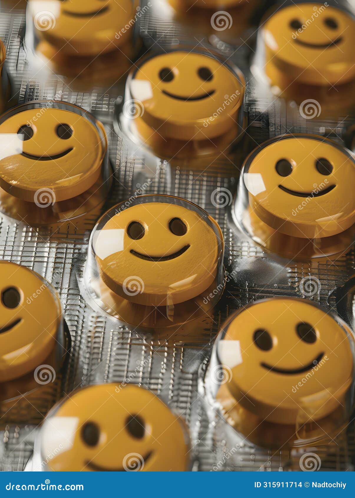 yellow smiley faces in plastic containers bring sweetness to baked goods