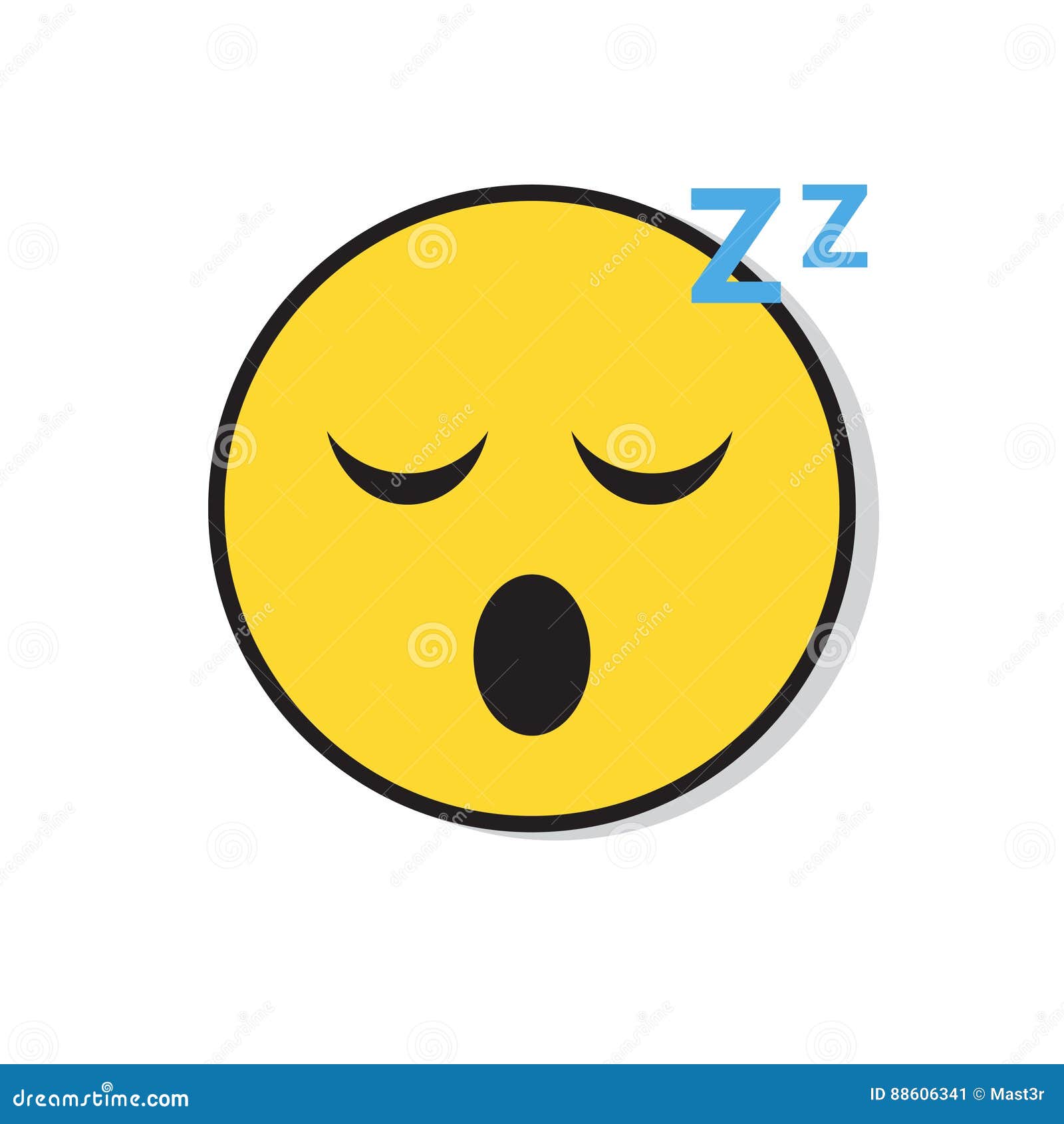 Yellow Smiling Face Sleep Positive People Emotion Icon Stock Vector