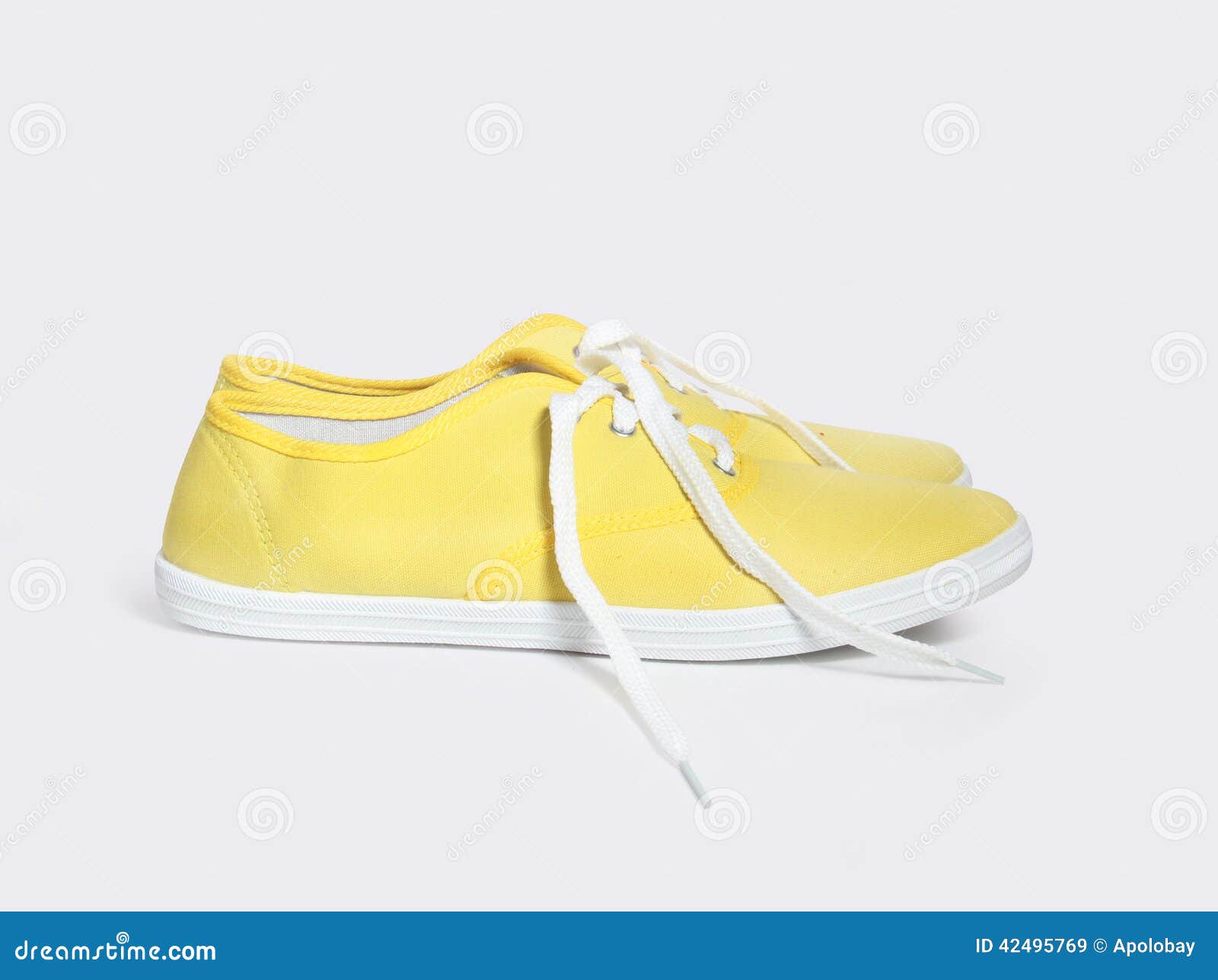 Yellow Sneakers Isolated on White Background Stock Image - Image of ...