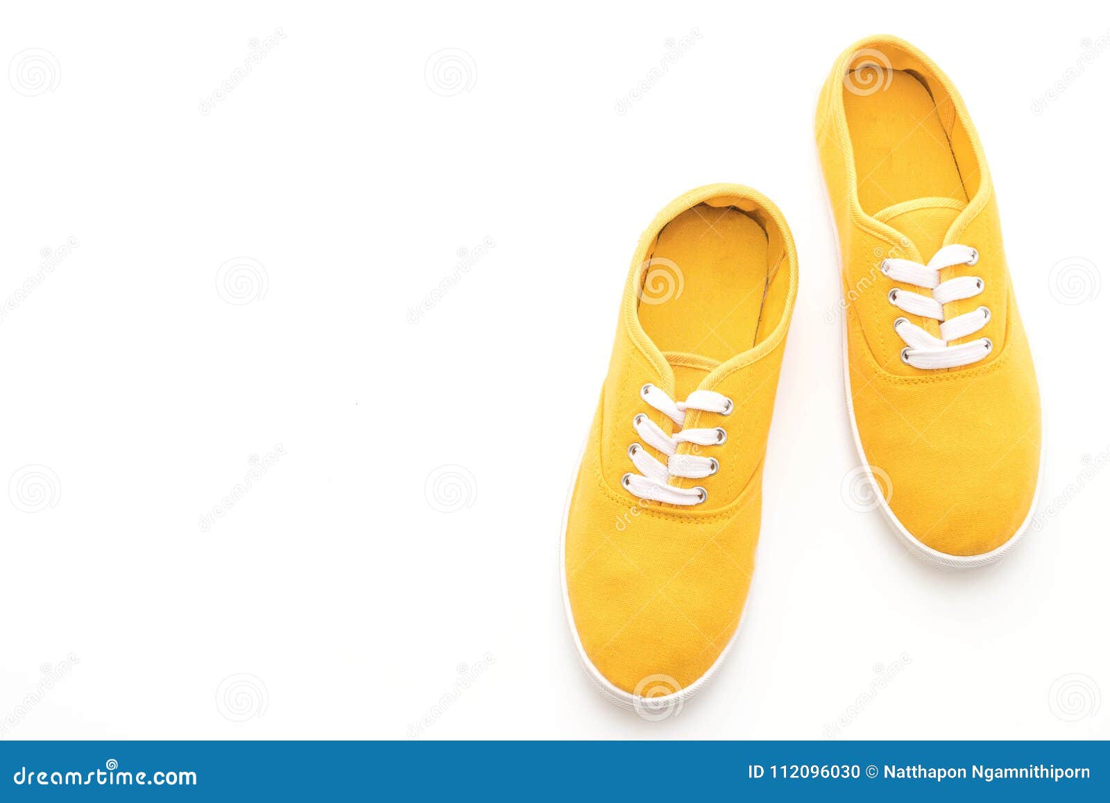 Yellow Sneakers on White Background Stock Photo - Image of walking ...